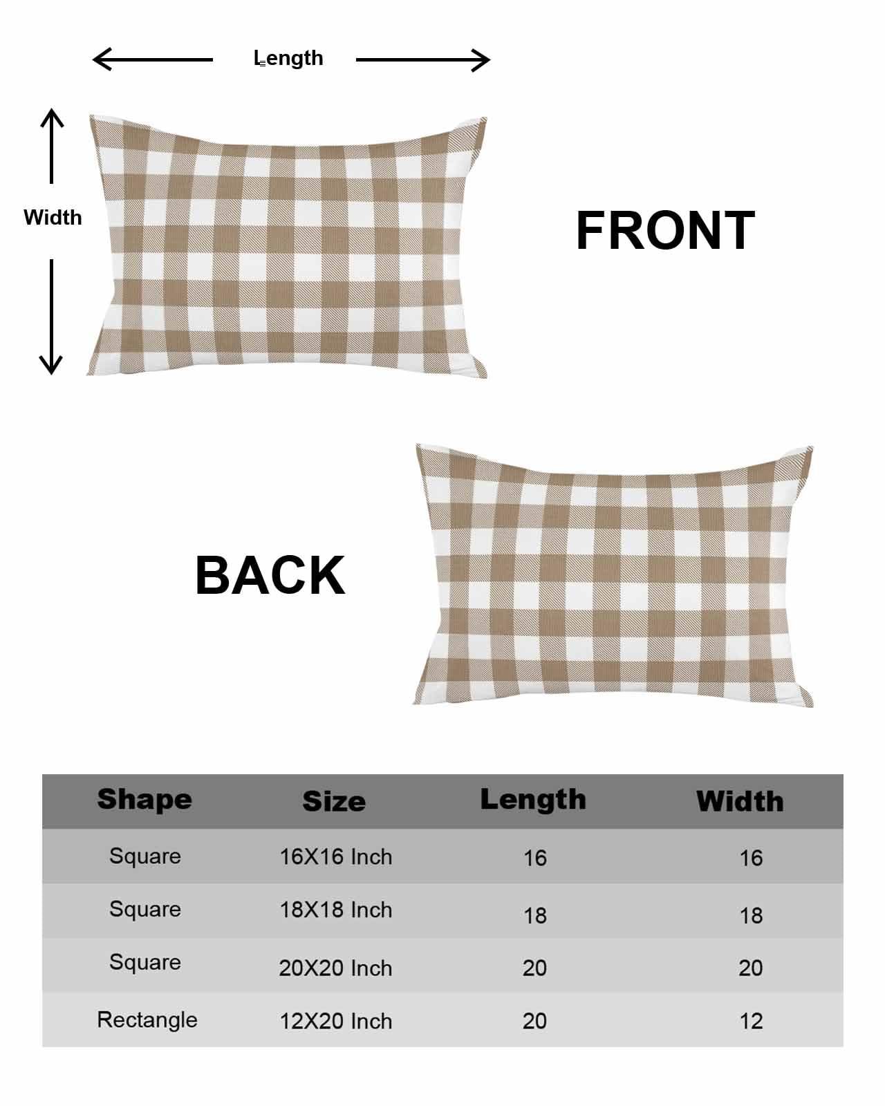20x12 Inch Buffalo Check Plaid Throw Pillow Covers Set of 2 - Light Brown Soft Decorative Cushion Cases for Couch, Sofa, Bedroom & Farmhouse Decor | Cozy Home, Car and Garden Accent Pillows