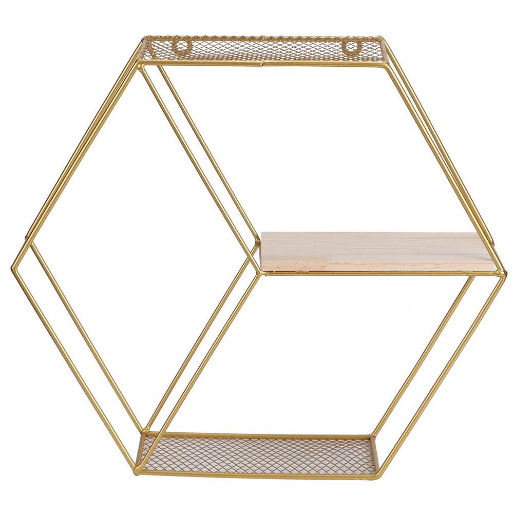Nordic Style Floating Wall Shelf - Gold Metal Wall Mounted Storage & Display Rack for Living Room, Bedroom, Office | Modern Home Decor & Organizer for Books, Plants, Photos & Decorative Items