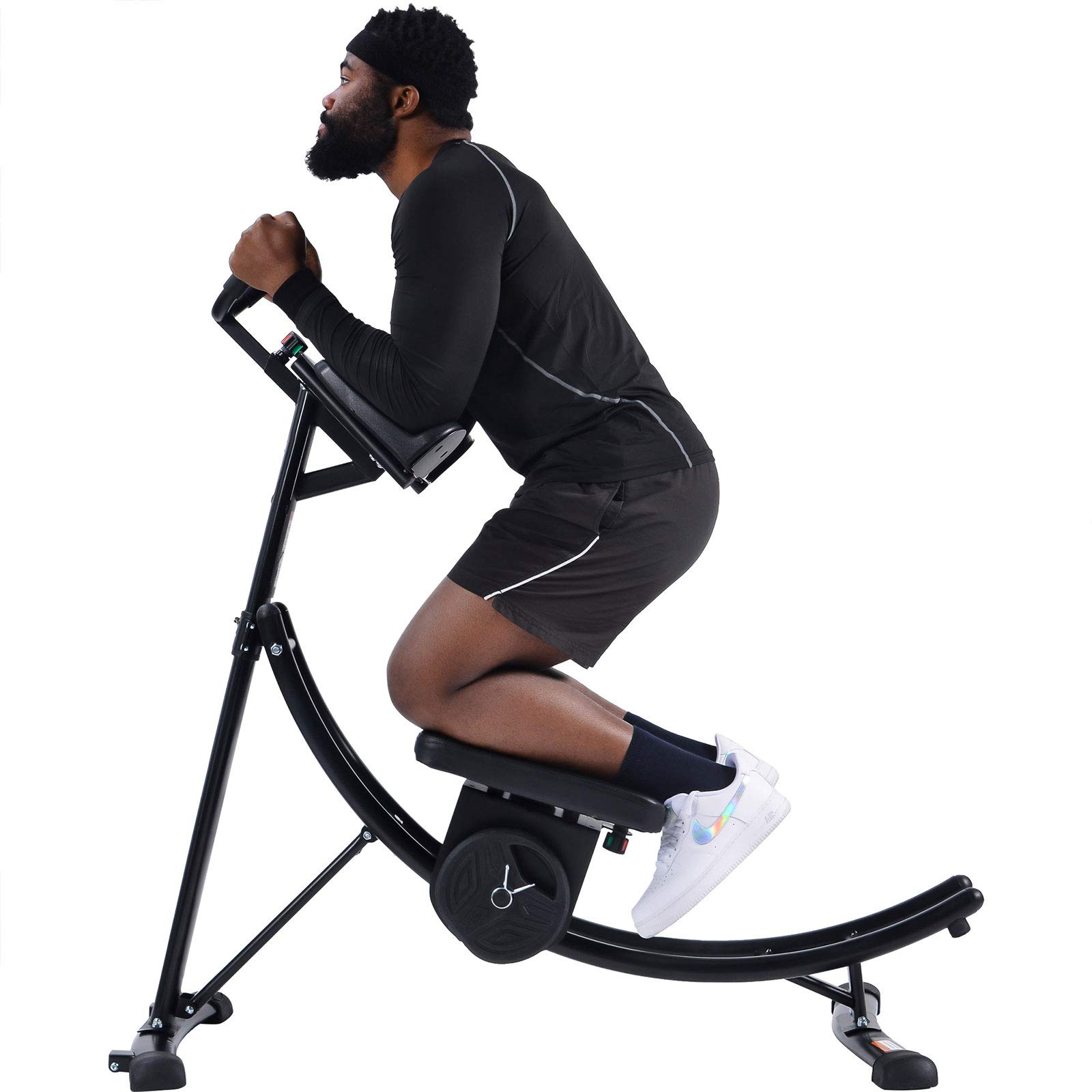 Abdominal Crunch Coaster MAX - Core Workout Machine for Home Gym | Low-Impact Abs Exercise Equipment with Neck & Back Support | Perfect for Home Fitness, Office Workouts & Small Spaces (Black)