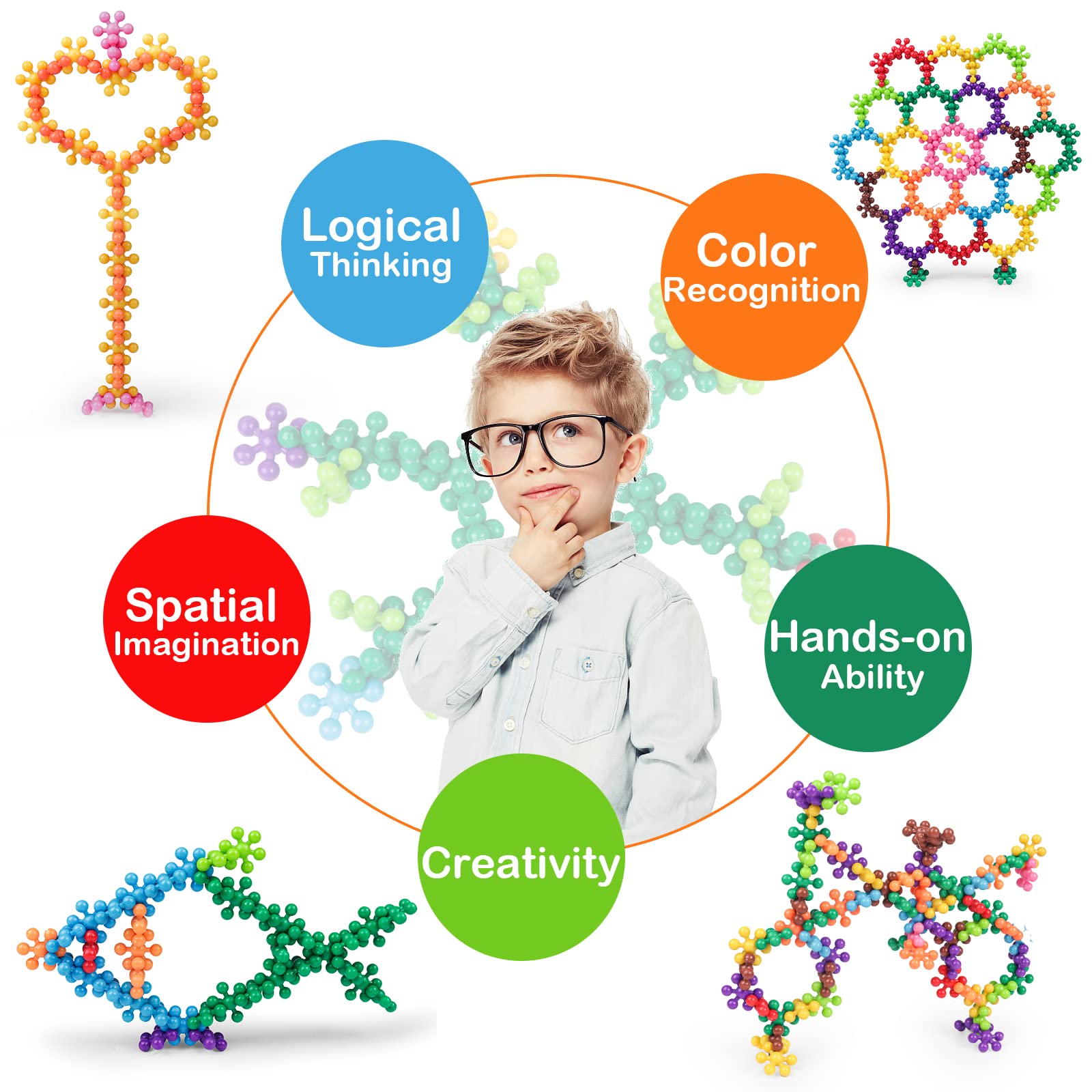NEOACT 600 PCS Building Blocks Set - Interlocking Plastic Educational STEM Toys for Preschool Kids Ages 3+ | Develop Fine Motor Skills & Sensory Learning | Perfect for Classroom, Birthday Gifts & Creative Play