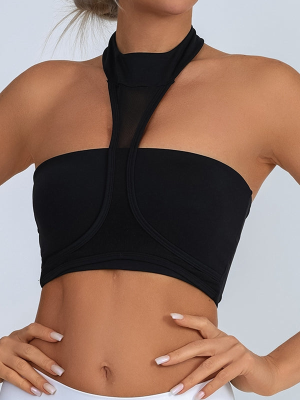 ZASUWA Women's Sexy Mesh Backless Quick Dry Sports Bra - Workout, Yoga, Running & Gym Wear for Active Women