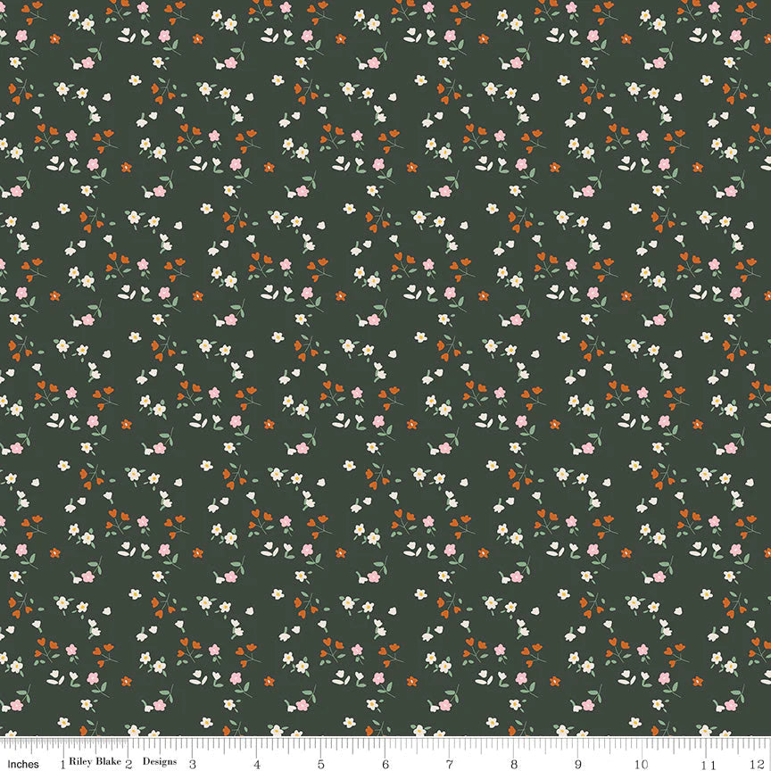 Forgotten Memories by Riley Blake Designs - C12756 Ditsy Deep Hunter Floral Fabric for Quilting, Sewing & Home Decor Projects
