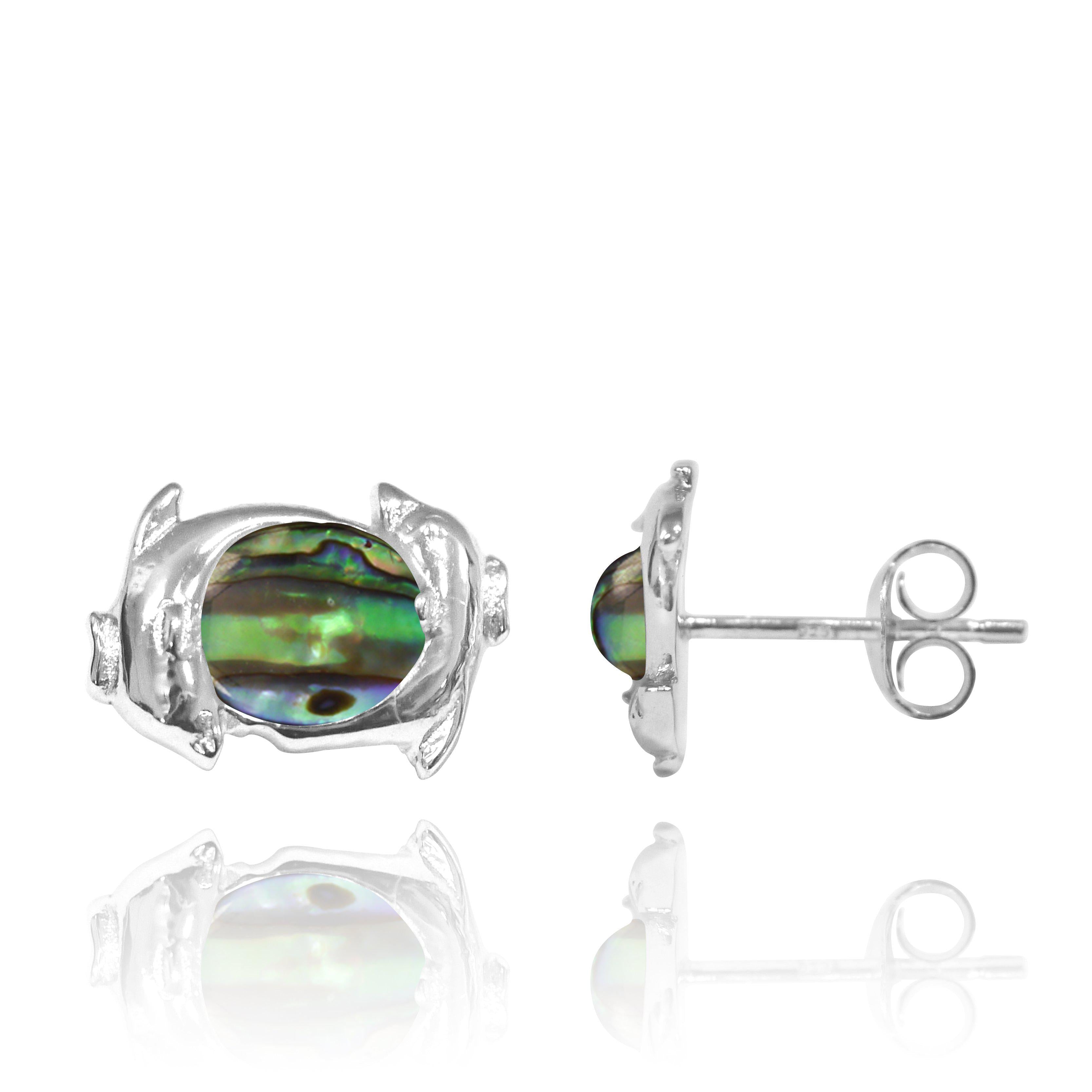 Exquisite Dolphin Stud Earrings with Genuine Abalone Shell - Perfect for Beach Weddings, Summer Outfits & Ocean-Themed Gifts