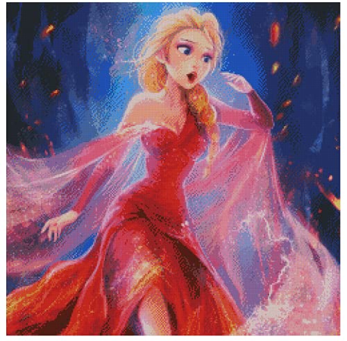 Frozen Themed Cotton Counted Cross Stitch Kit - 200x200 Stitches, 46x46cm DIY Embroidery Kit for Beginners & Adults | Perfect for Home Decor, Gifts & Craft Projects