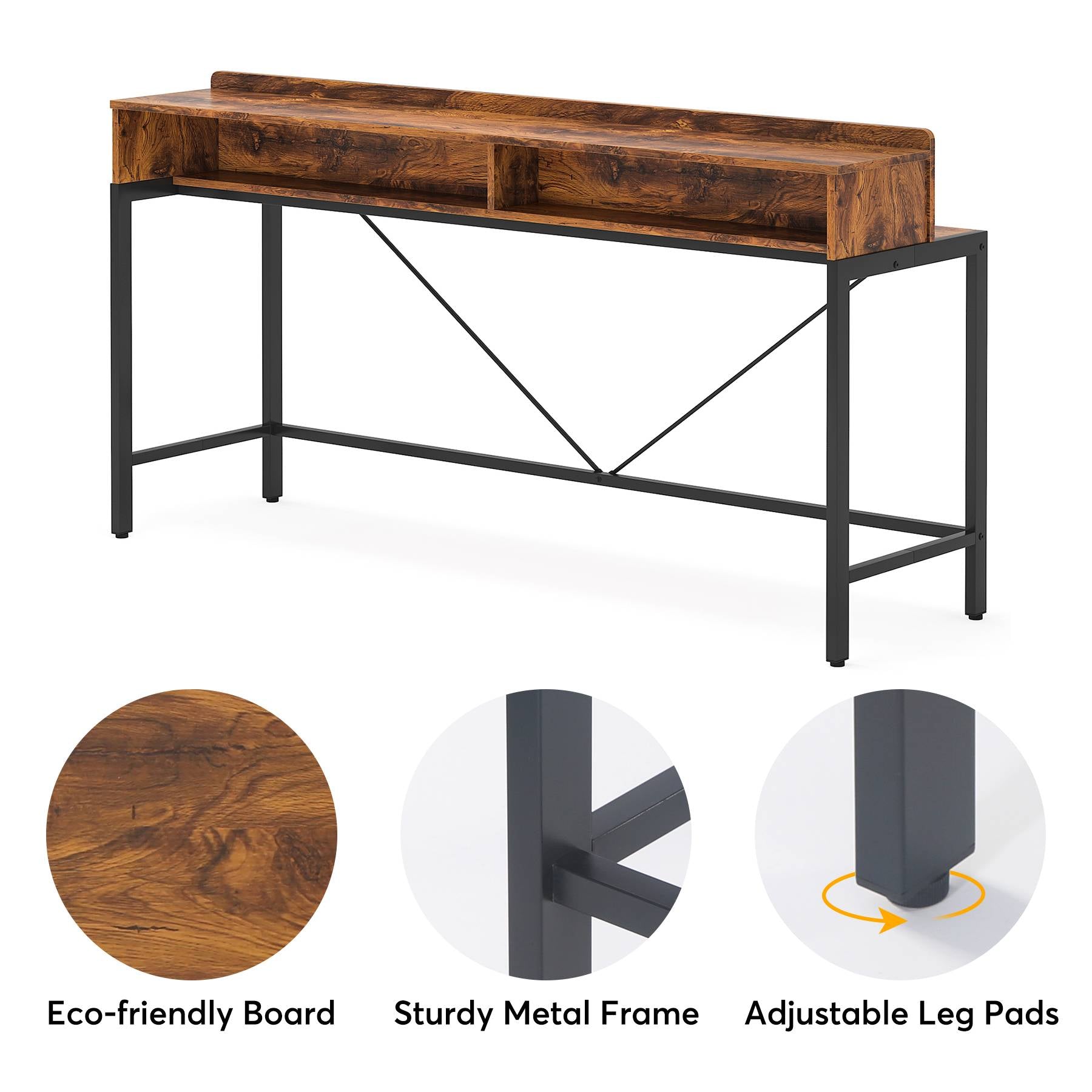 2 Tier Console Table with Open Shelves - 70.9