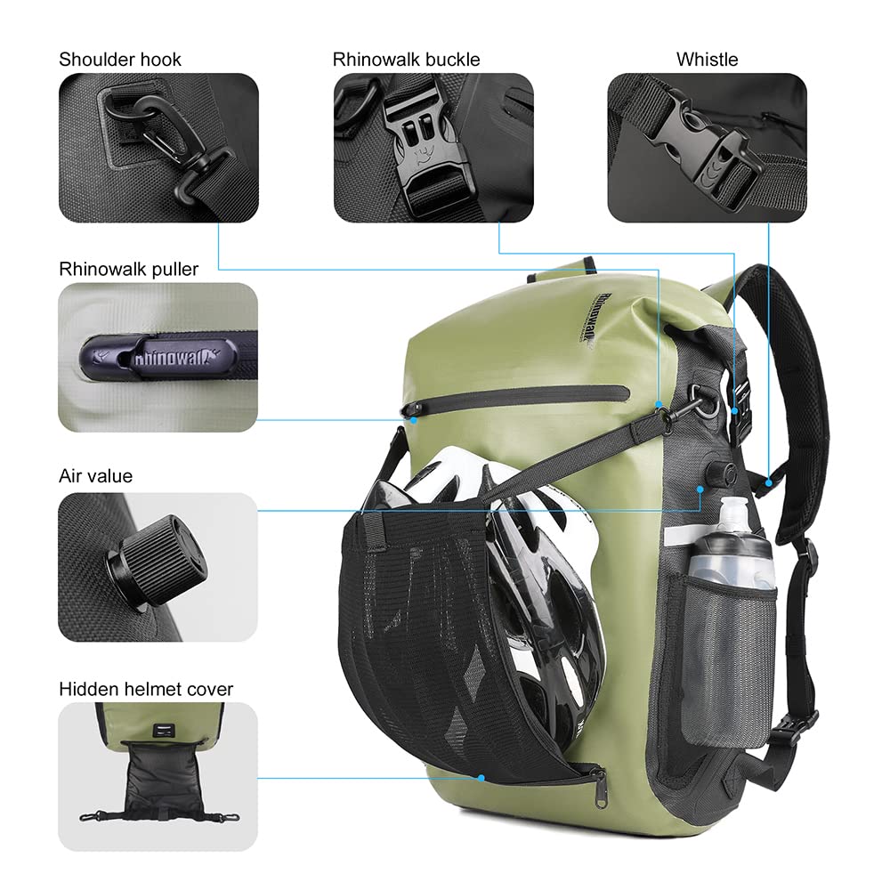 Rhinowalk 22L Waterproof Bike Pannier Bag - Bicycle Rear Rack Bag, Motorcycle Luggage & Shoulder Backpack with Laptop Compartment | Perfect for Commuting, Travel & Professional Cycling Accessories