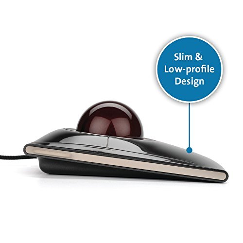 Kensington SlimBlade Trackball Mouse - Wired, Black for Office & CAD Design