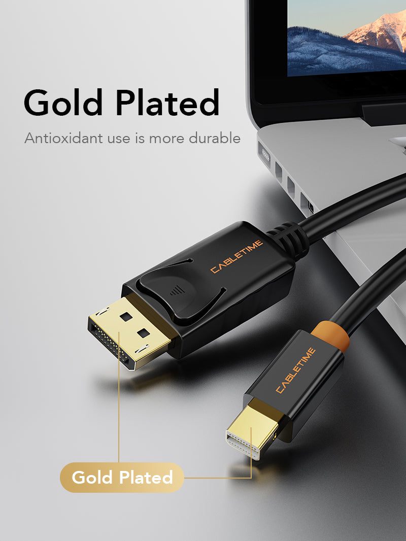 Premium Mini DisplayPort to DisplayPort Cable 4K 60Hz Gold-Plated - High-Speed Video Cord for PC, Mac, Laptop, Monitor - Perfect for Gaming, Home Office & Multimedia Setup