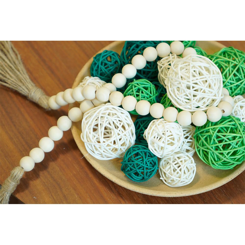 Handmade Wicker Rattan Balls 20-Pack - Natural Green Decorative Orbs for Home Decor, DIY Crafts, Vase & Bowl Fillers - Perfect for Wedding Centerpieces, Table Displays & Boho Home Styling