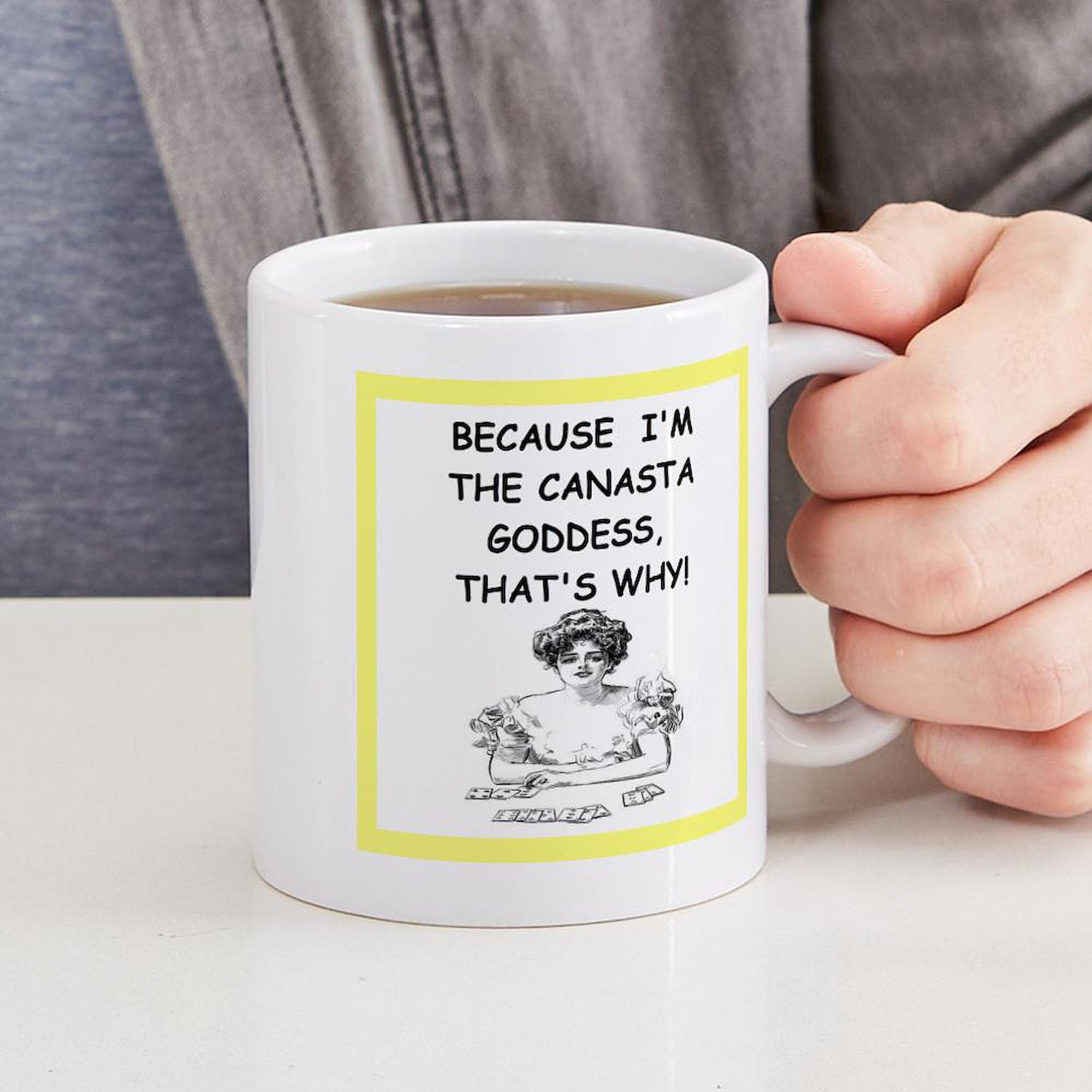 Funny Canasta Joke Ceramic Coffee Mug - 11 oz (325 ml) White Coffee Cup for Gamers & Card Players - Perfect for Game Nights, Gifts & Coffee Lovers
