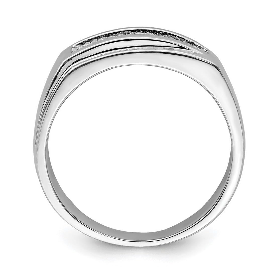 925 Sterling Silver Men's Polished Diamond Ring - Elegant Wedding Band, Anniversary Gift for Him - Perfect for Engagements, Proposals & Special Occasions