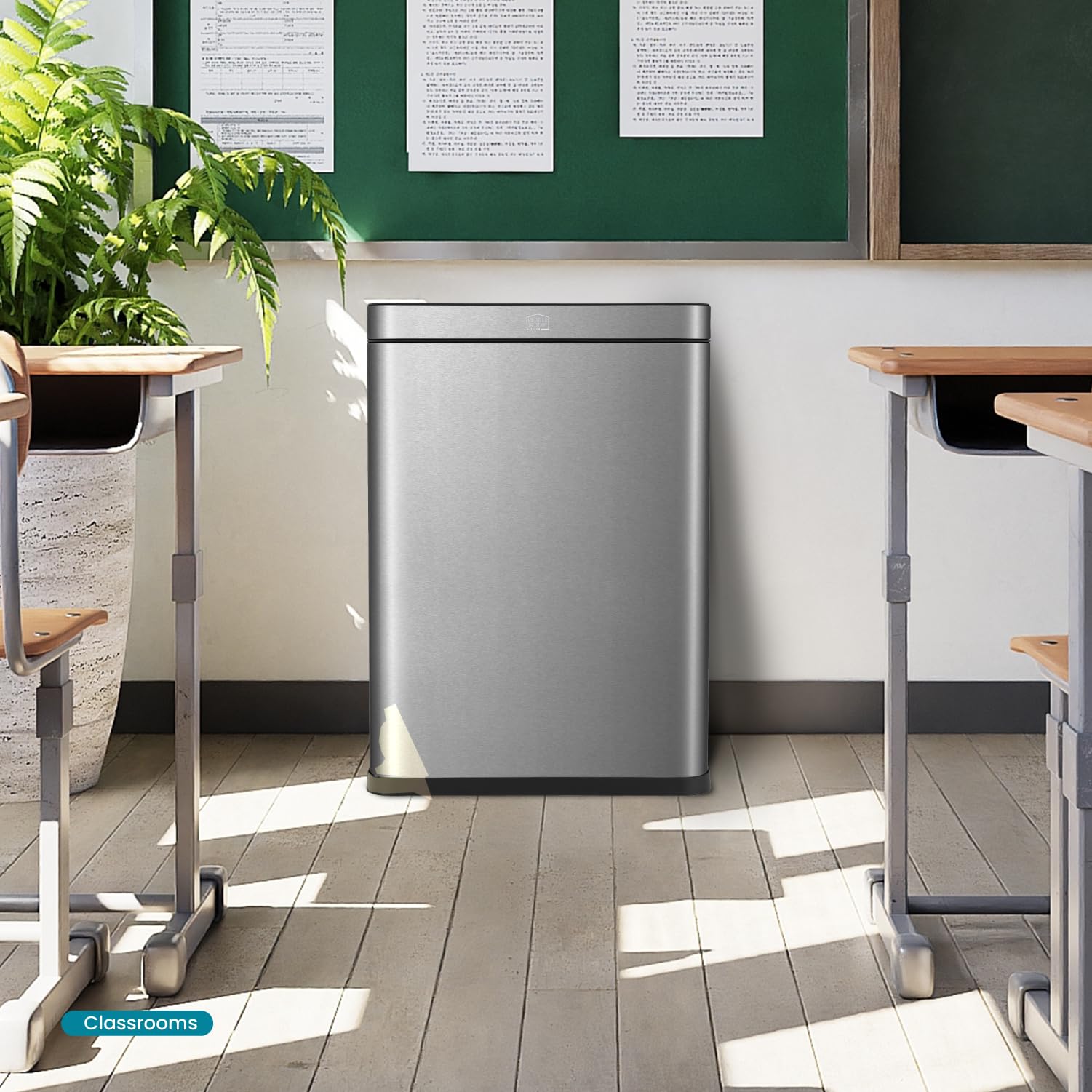 13 Gallon Stainless Steel Kitchen Trash Can with Dual Removable Liners - Open Top No Lid Design for Waste & Recycling - Perfect for Home, Office & Restaurant Use