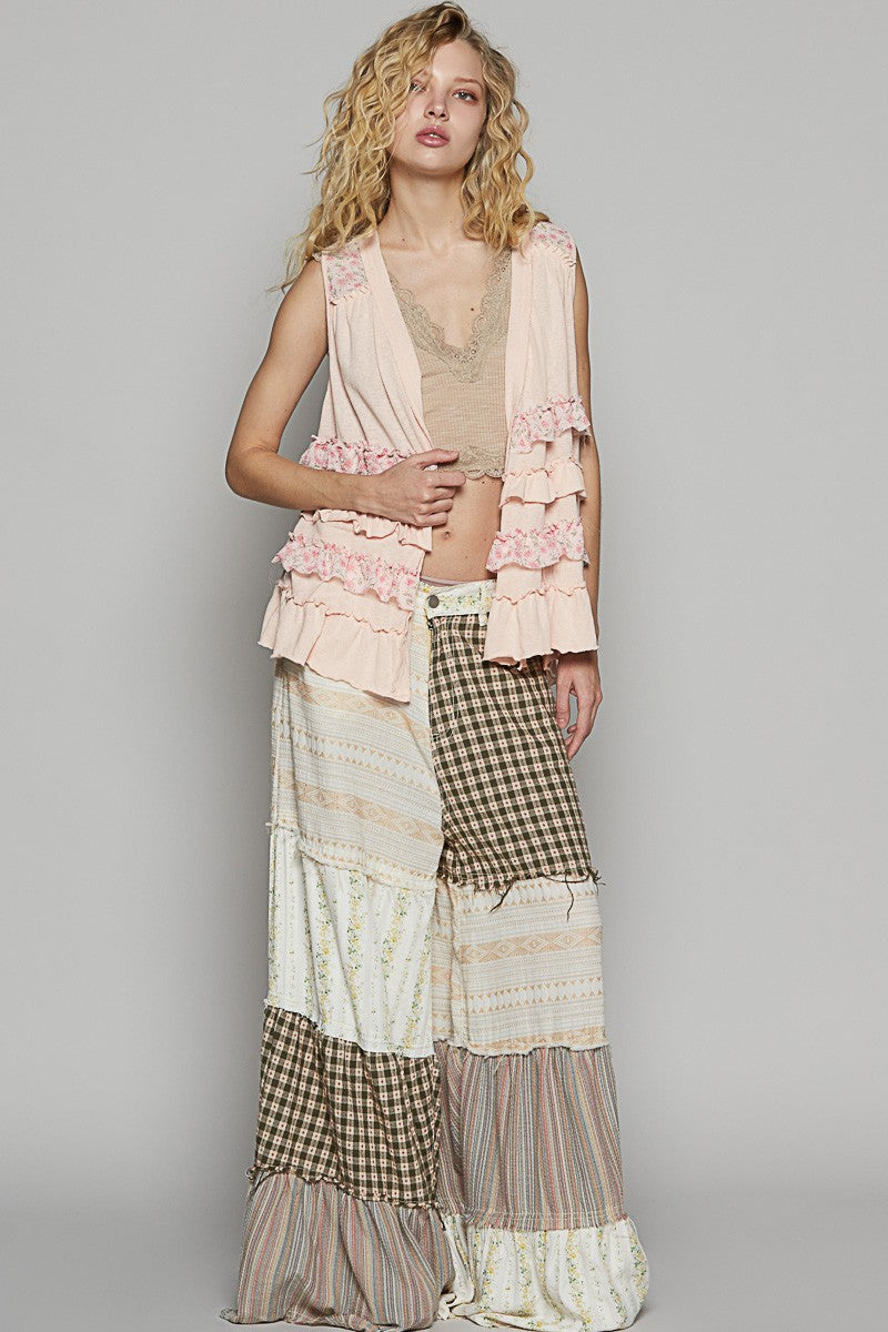 Boho Beach Cardigan for Women - Ruffled Open Front Sleeveless Cover Up - Perfect for Summer, Beach Vacations & Music Festivals