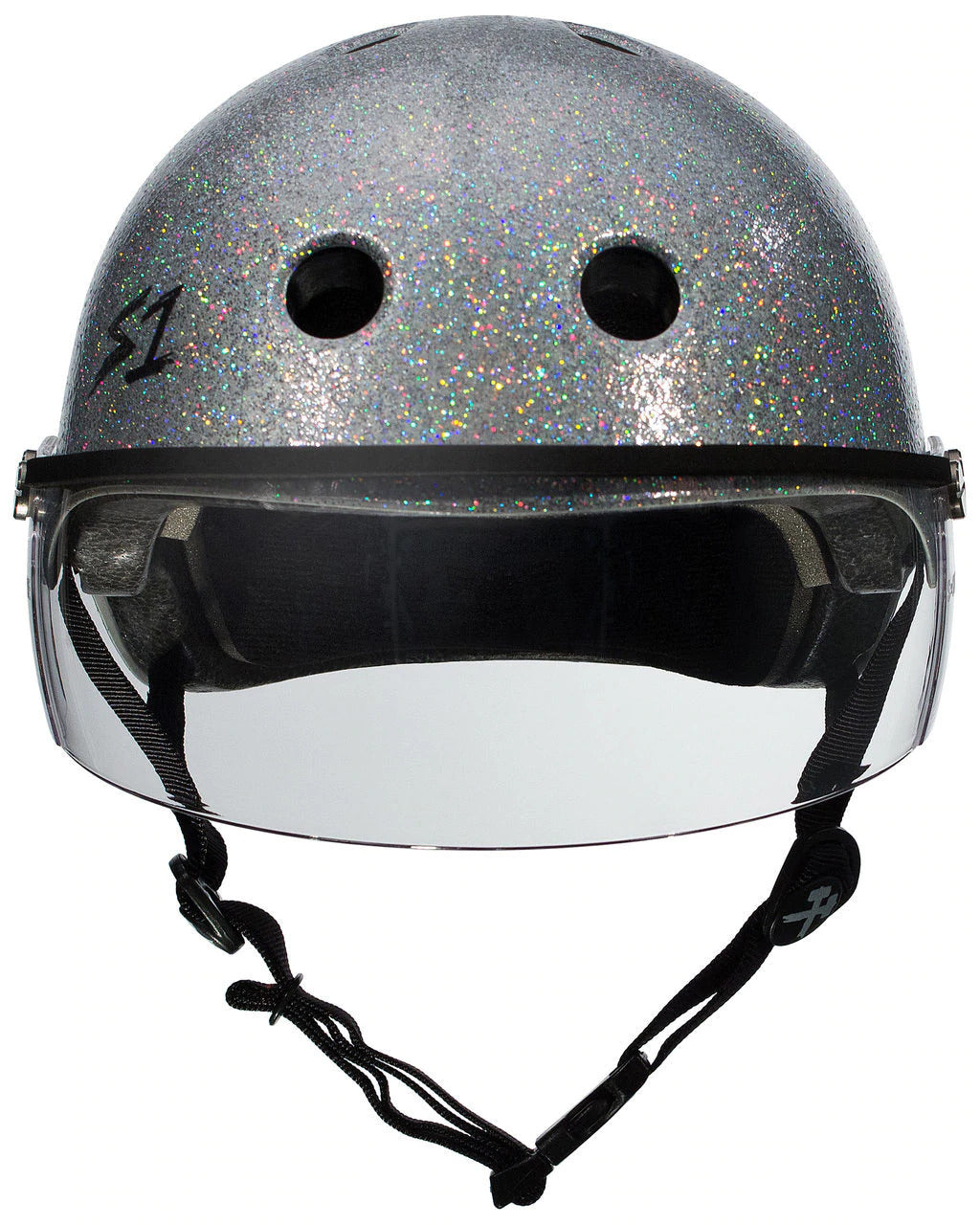 S1 Lifer Visor Helmet - Silver Glitter Motorcycle Helmet for Men & Women - Lightweight DOT Approved Bike Helmet for Cruiser, Scooter & Street Riding