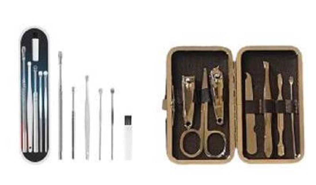 7-in-1 Manicure Kit & 6-in-1 Ear Cleaner Set - Professional Girls Beauty Combo Pack for Nail Care & Ear Hygiene | Perfect for Home Spa, Travel & Personal Grooming