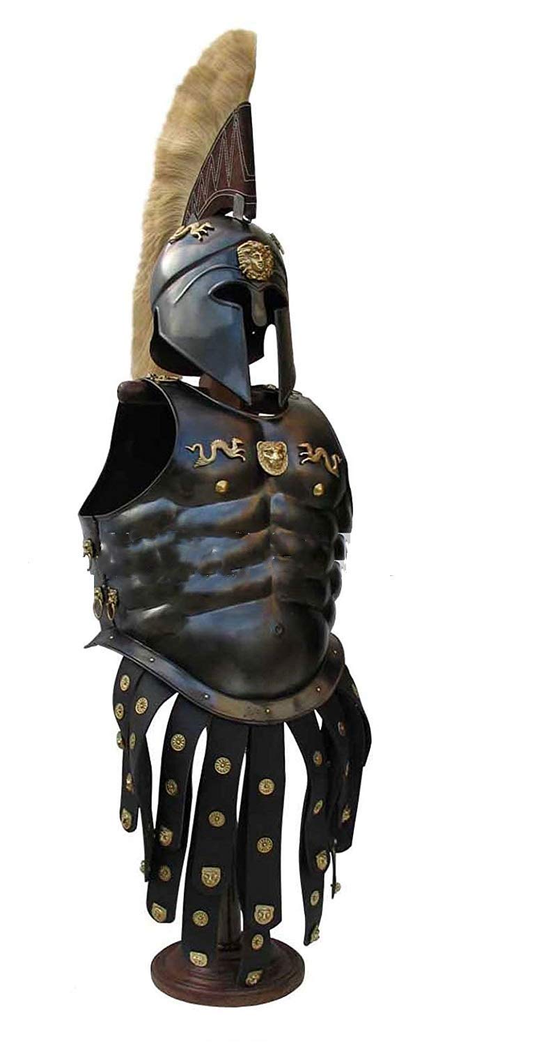 Greek Royal Muscle Armor Cuirass with Corinthian Helmet - Ancient Warrior Costume for Halloween, Cosplay, LARP, and Theater Performances