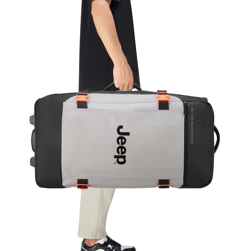 Jeep 2 Wheel 29-Inch Rolling Duffle Bag - Water-Resistant Grey Drizzle Luggage for Travel, Gym & Outdoor Adventures