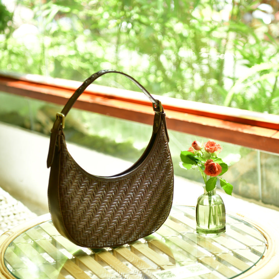 Handwoven Crescent Shoulder Bag for Women - Boho Crossbody Purse with Adjustable Strap - Perfect for Travel, Shopping & Everyday Use