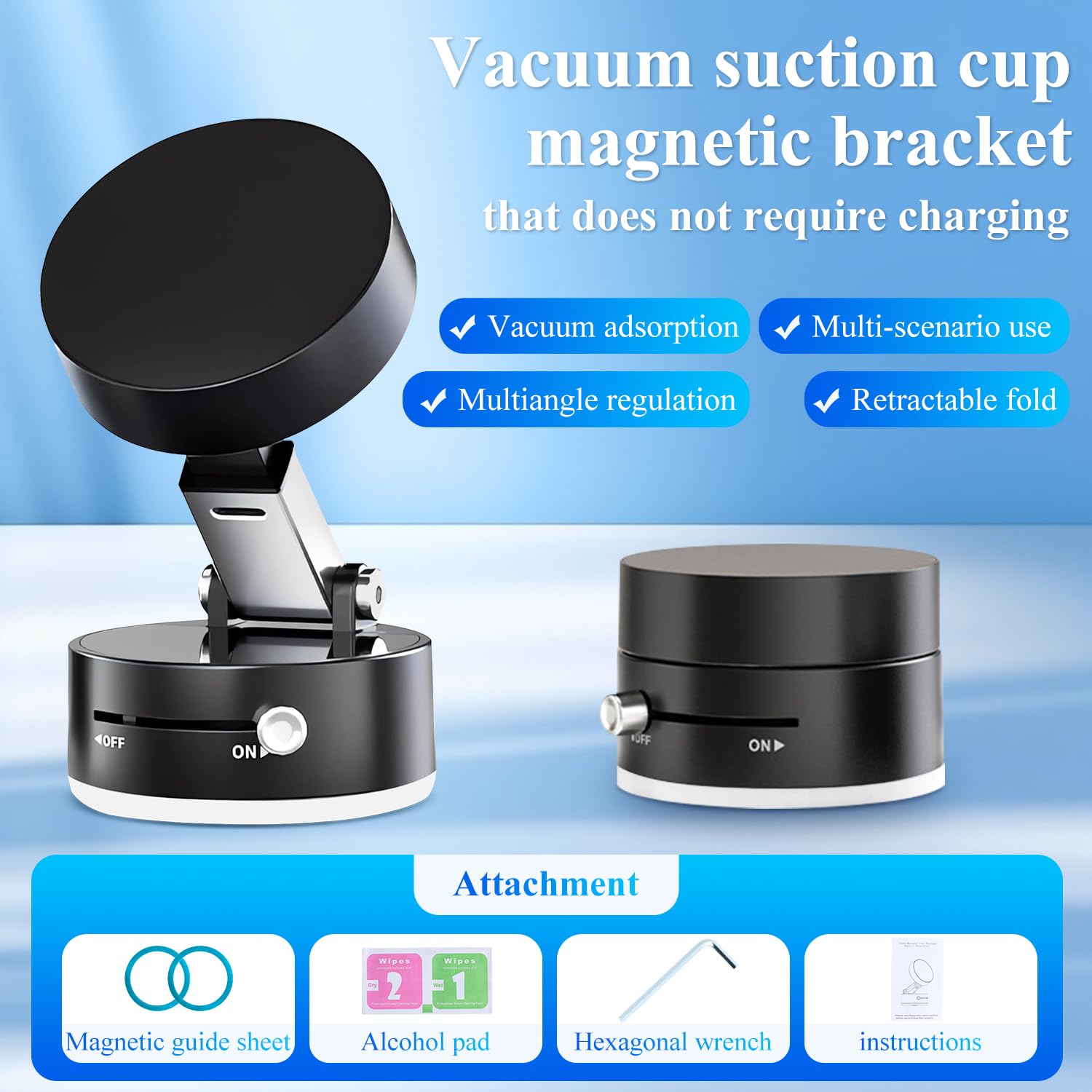 Foldable Vacuum Suction Car Phone Holder for iPhone 16/15/14/13/12 - Universal Phone Mount for Car Dashboard, Gym, Mirror & Home Use - Multi-Angle Adjustable Black Smartphone Stand (Perfect for Driving, Workouts & Hands-Free Viewing)
