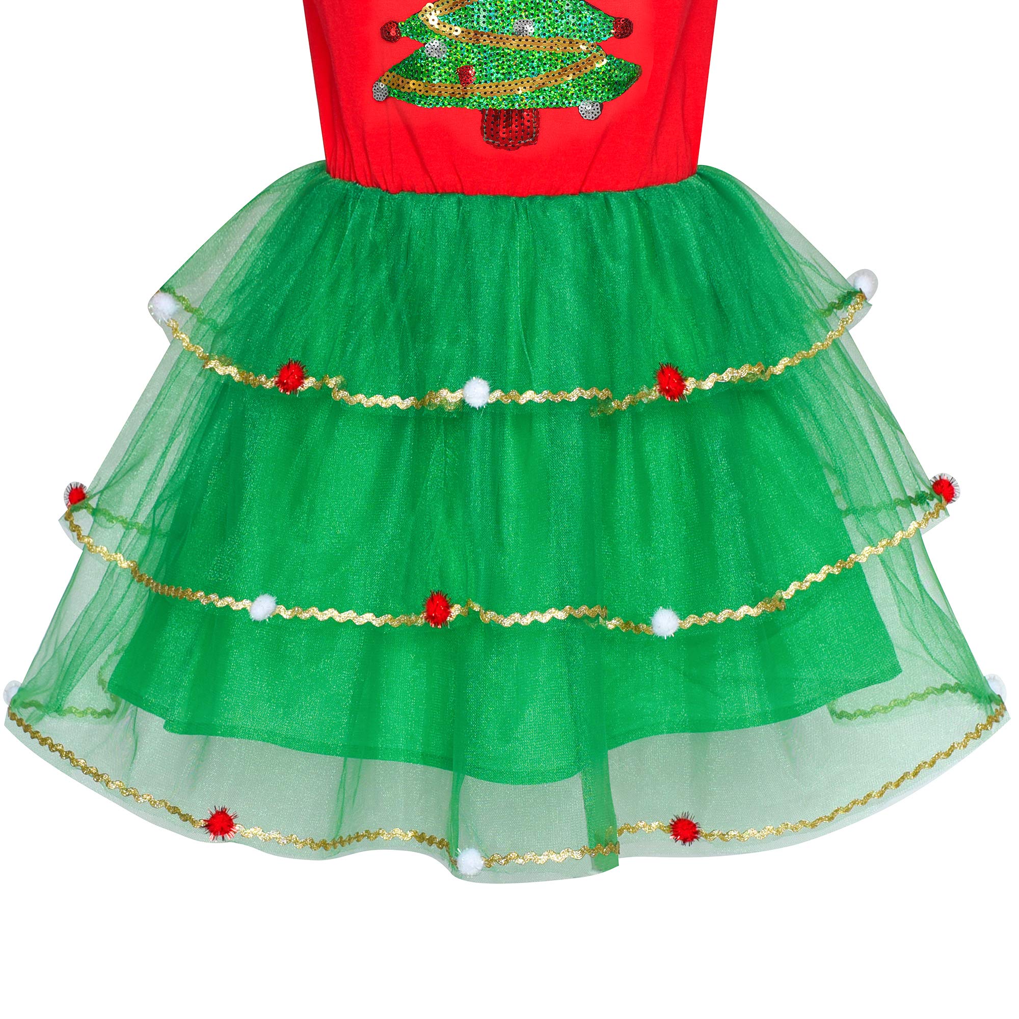 Sunny Fashion Girls Christmas Party Dress with Reindeer Headband - Long Sleeve Santa Holiday Outfit for Festive Celebrations & Family Gatherings