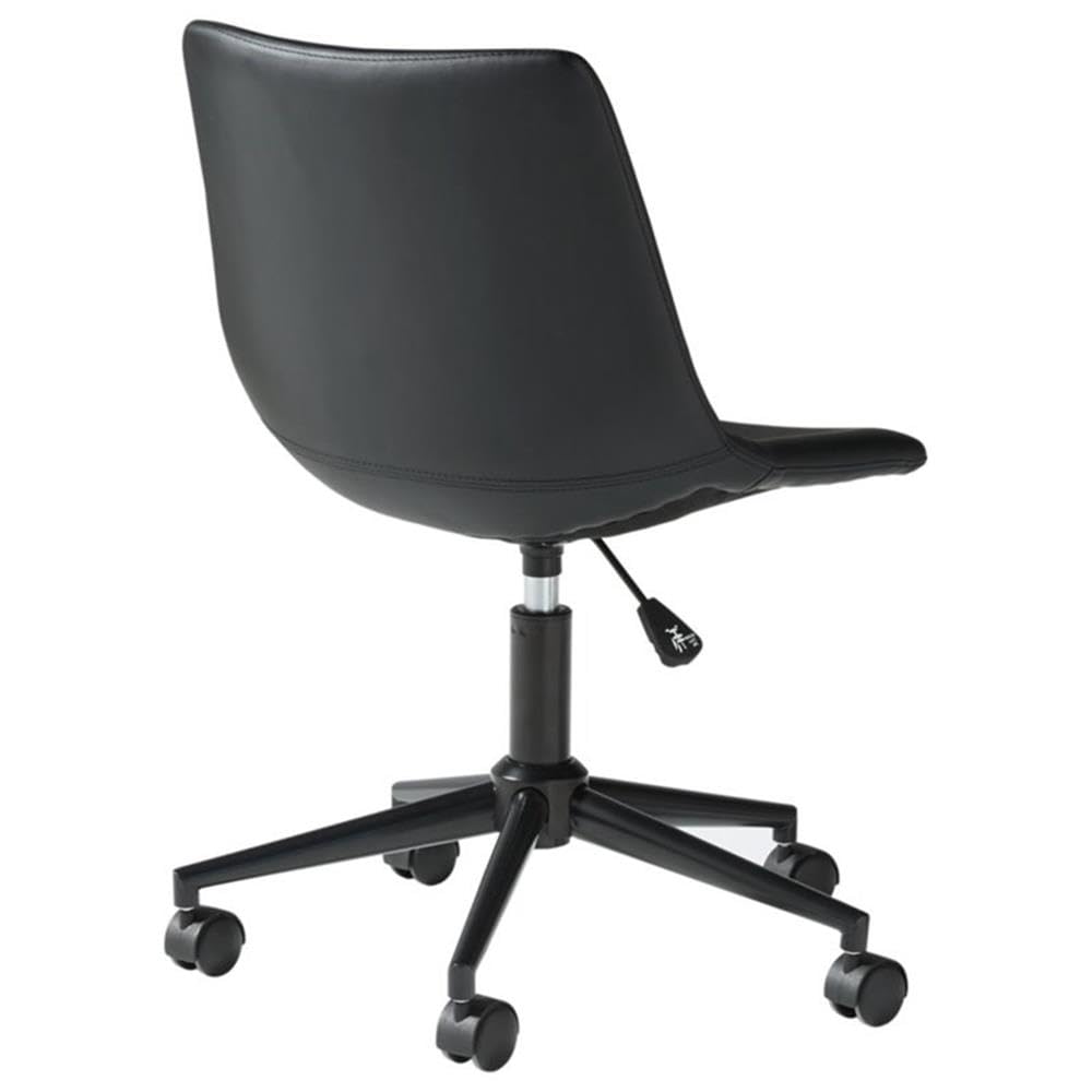 BOWERY HILL Black Faux Leather Swivel Office Chair - Ergonomic Home Desk Chair for Work, Study & Gaming