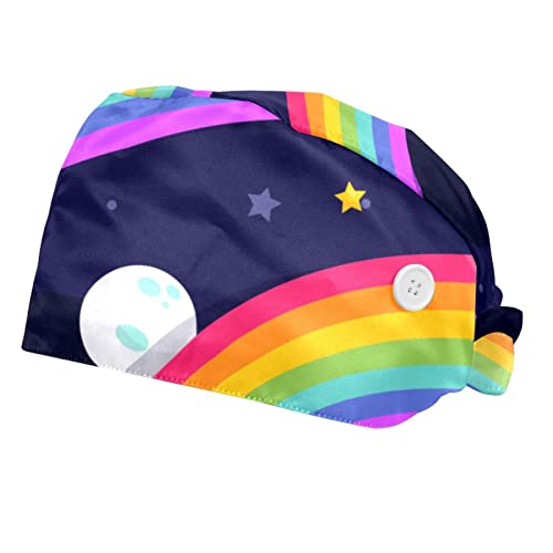 RIEODKFMHD 2 Pack Adjustable Work Hats with Button - Summer Beach Starfish Seashell Design, Sweatband & Tie Back - Perfect for Outdoor Work, Gardening, Beach Vacations & Sun Protection