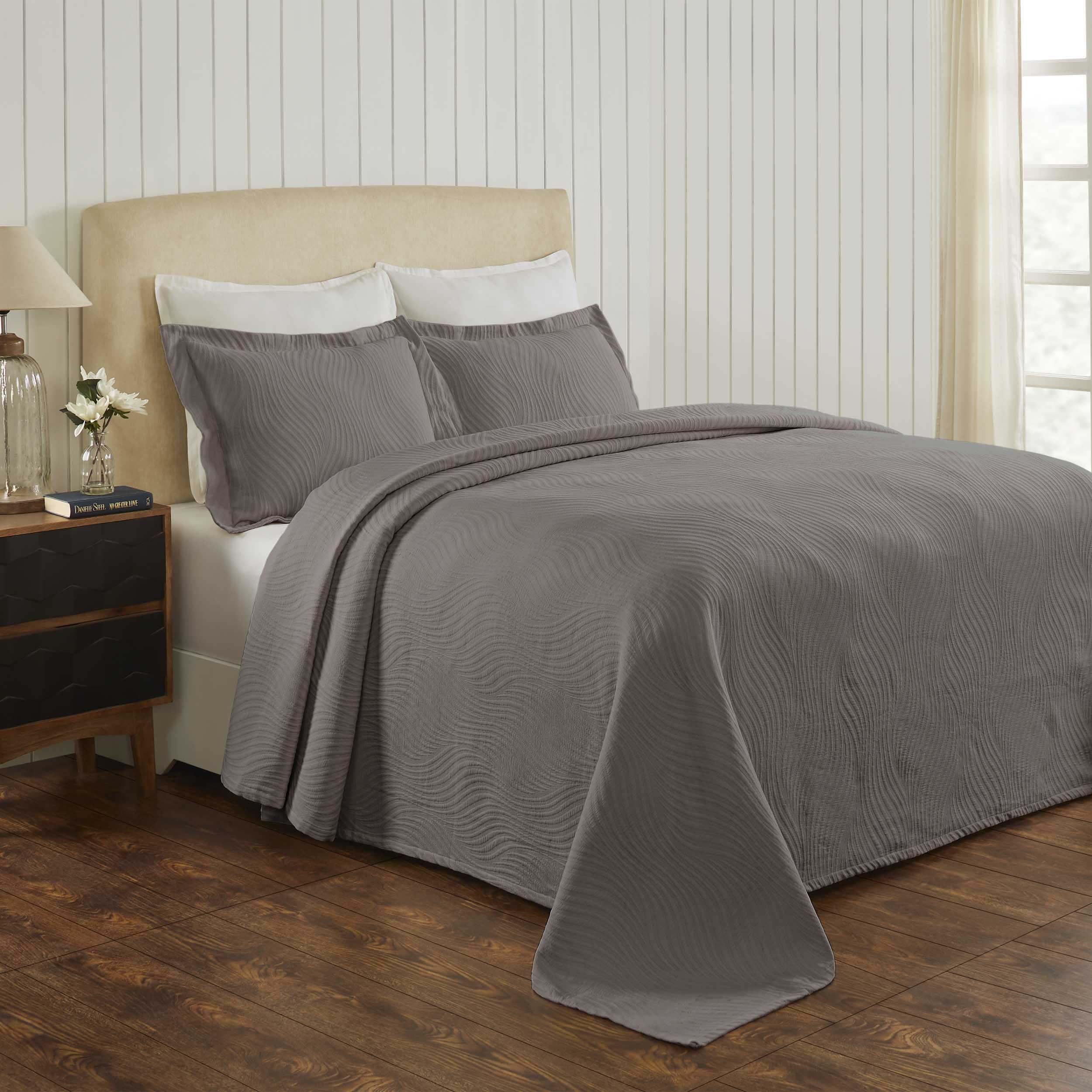 Luxury Cascade Cotton Jacquard Matelassé 3-Piece Bedspread Set - Queen Size Bedding with Elegant Textured Design for Master Bedroom & Guest Room Decor