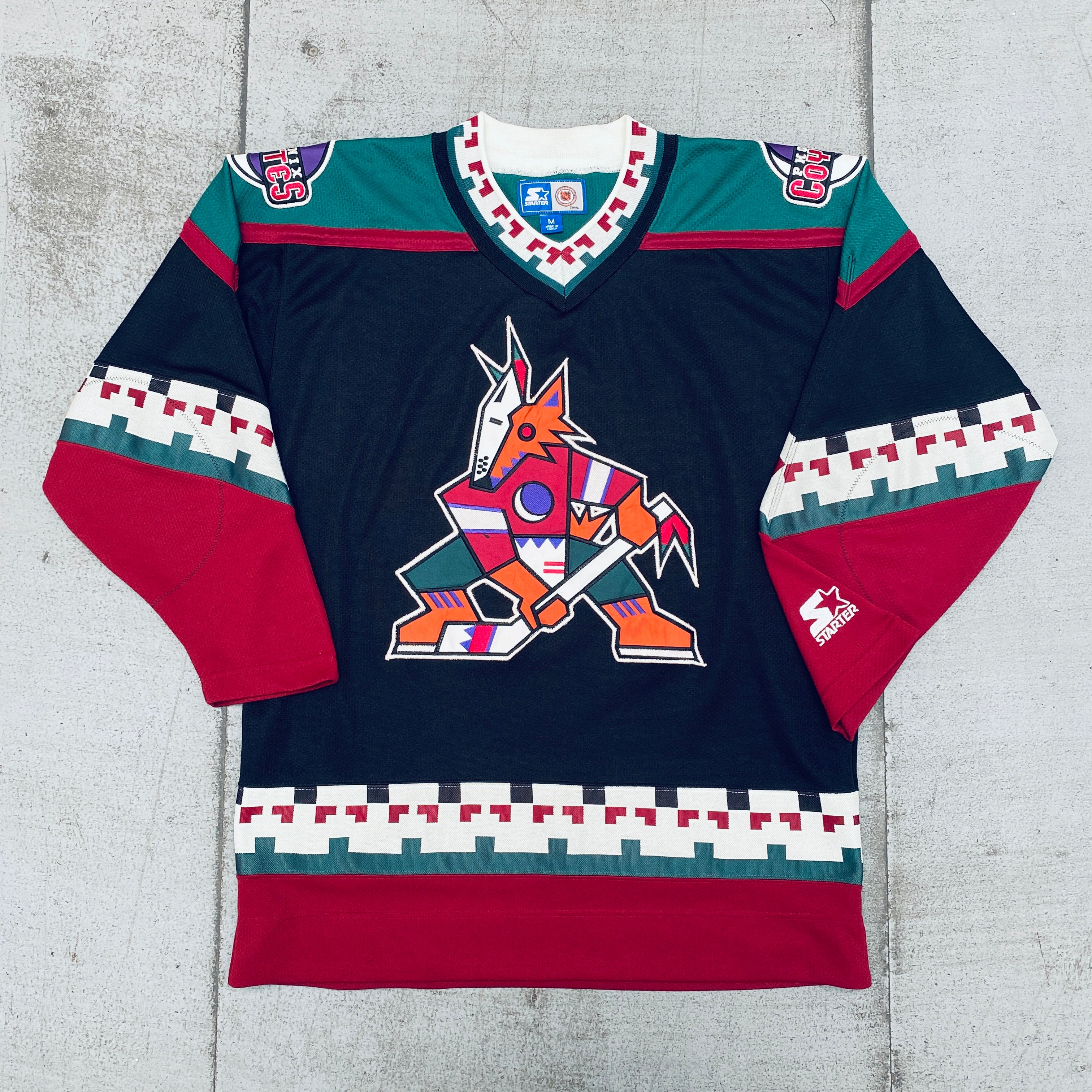 1997 Phoenix Coyotes Starter Kachina Hockey Jersey - Men's Size M | Vintage NHL Hockey Fan Apparel & Collectible for Games, Parties & Sports Memorabilia