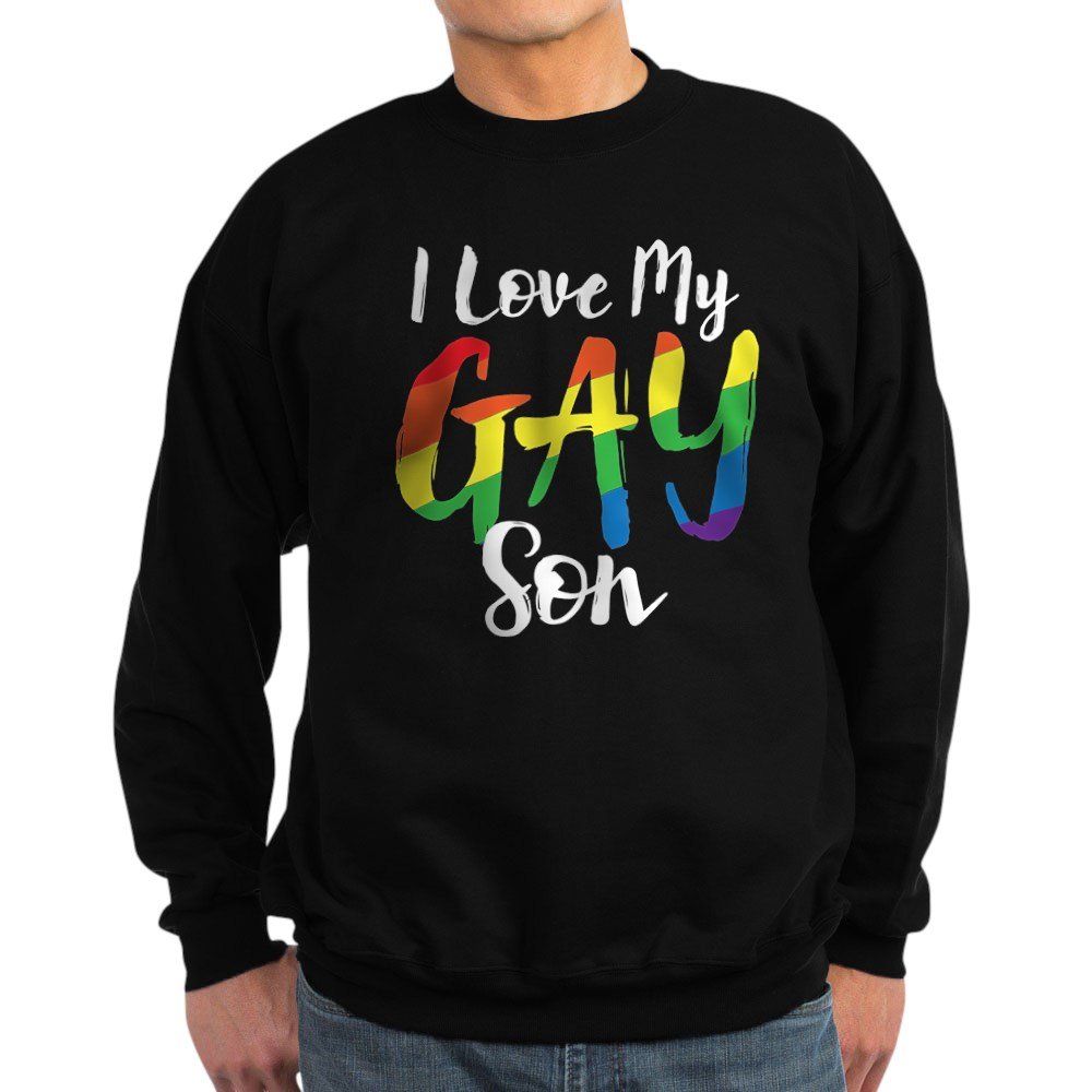 I Love My Gay Son Sweatshirt - Dark Heather Gray Pullover Hoodie | LGBTQ Pride Apparel for Parents & Supporters | Perfect for Pride Parades, Family Events & Ally Support