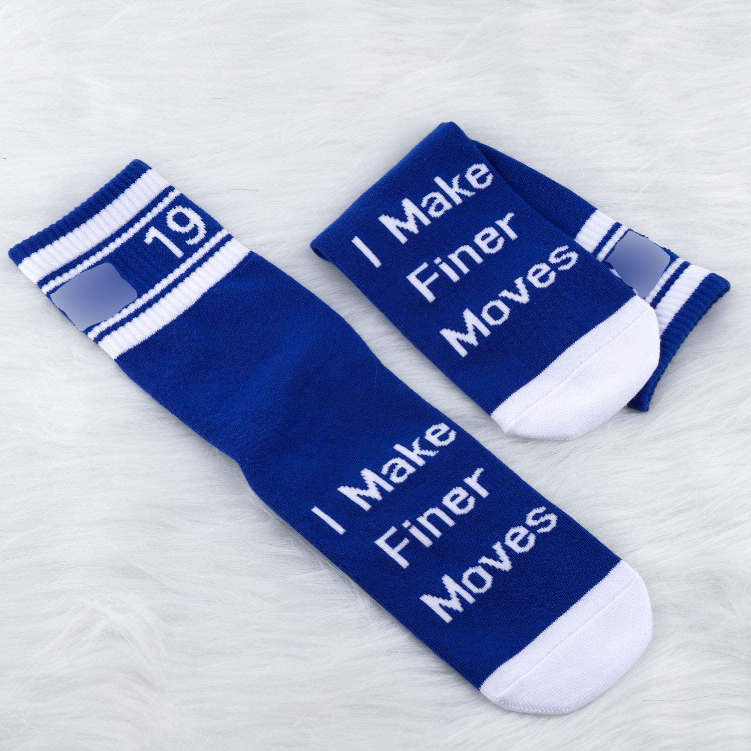 JXGZSO 2 Pairs Sorority Socks - Blue 'I Make Finer Moves' Greek Letter Socks | Perfect Sorority Sister Gift for College, Sisterhood Events & Matching Outfits