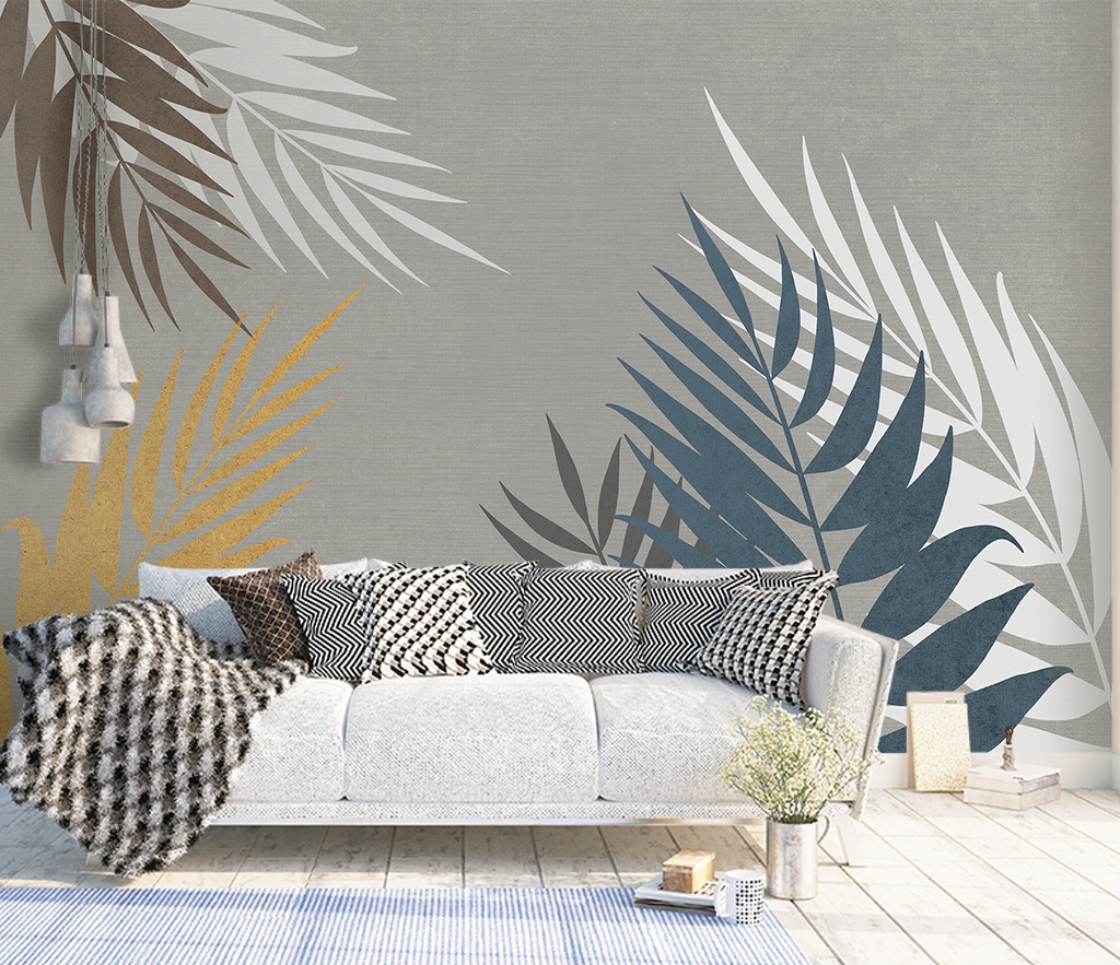 Abstract Leaves Wallpaper Murals - Modern Botanical Wall Decor for Living Room, Bedroom & Office - Peel and Stick Removable Wallpaper for Home Renovation - Perfect for Accent Walls, Feature Walls & DIY Home Decor Projects