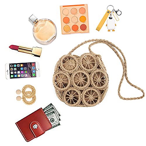 Van Caro Handwoven Cotton Straw Shoulder Bag - Crochet Tassel Bohemian Beach Purse for Women | Summer Vacation, Travel, Shopping & Casual Outings