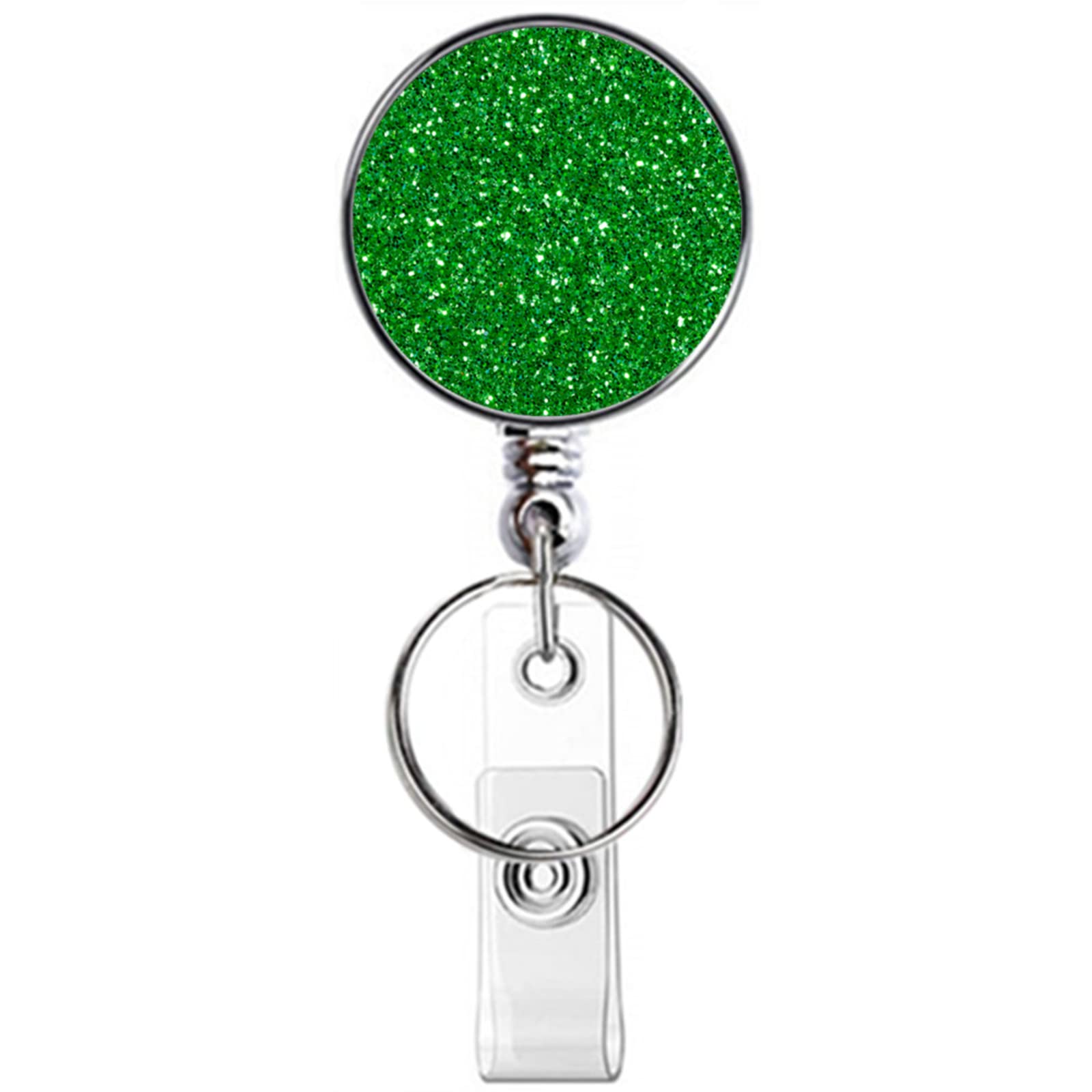 Retractable Badge Holder with Key Ring & Belt Clip - Lightweight Plastic ID Card Reel for Nurses, Teachers, Students & Office Professionals (1 Pack, Green) - Perfect for Hospitals, Schools, Conferences & Workplace Security