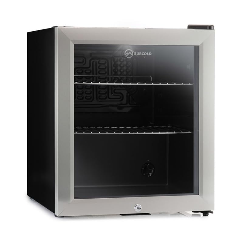 Subcold Super50 LED Mini Fridge - 50L Compact Refrigerator for Beer, Wine & Beverages | Energy Efficient with LED Light & Lock Key | Perfect for Home, Office, Dorm & Bar (Stainless Steel)