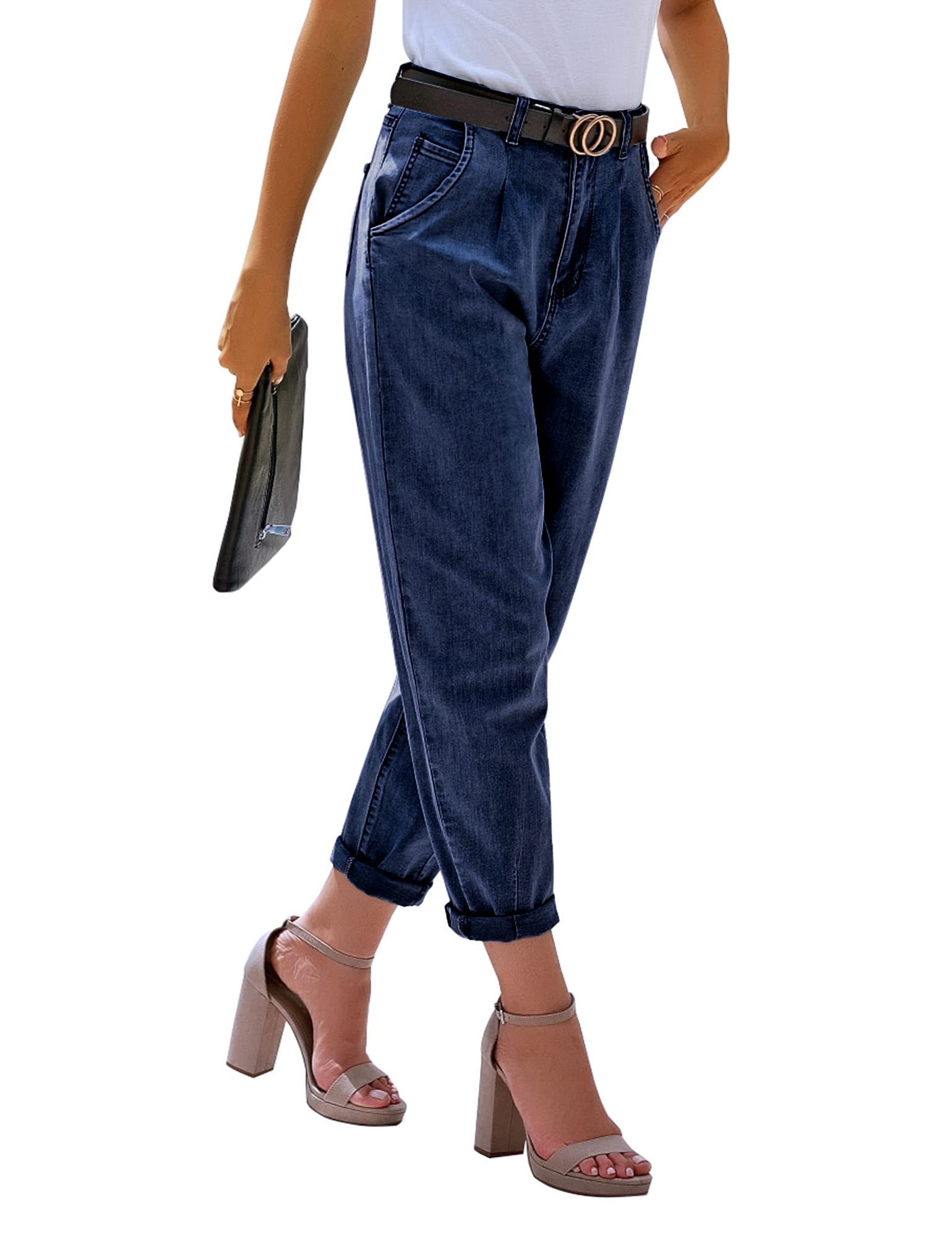 Luvamia High Waisted Mom Jeans for Women - Trendy Stretchy Loose Fit Denim Pants | Casual Everyday Wear & Street Style Outfits