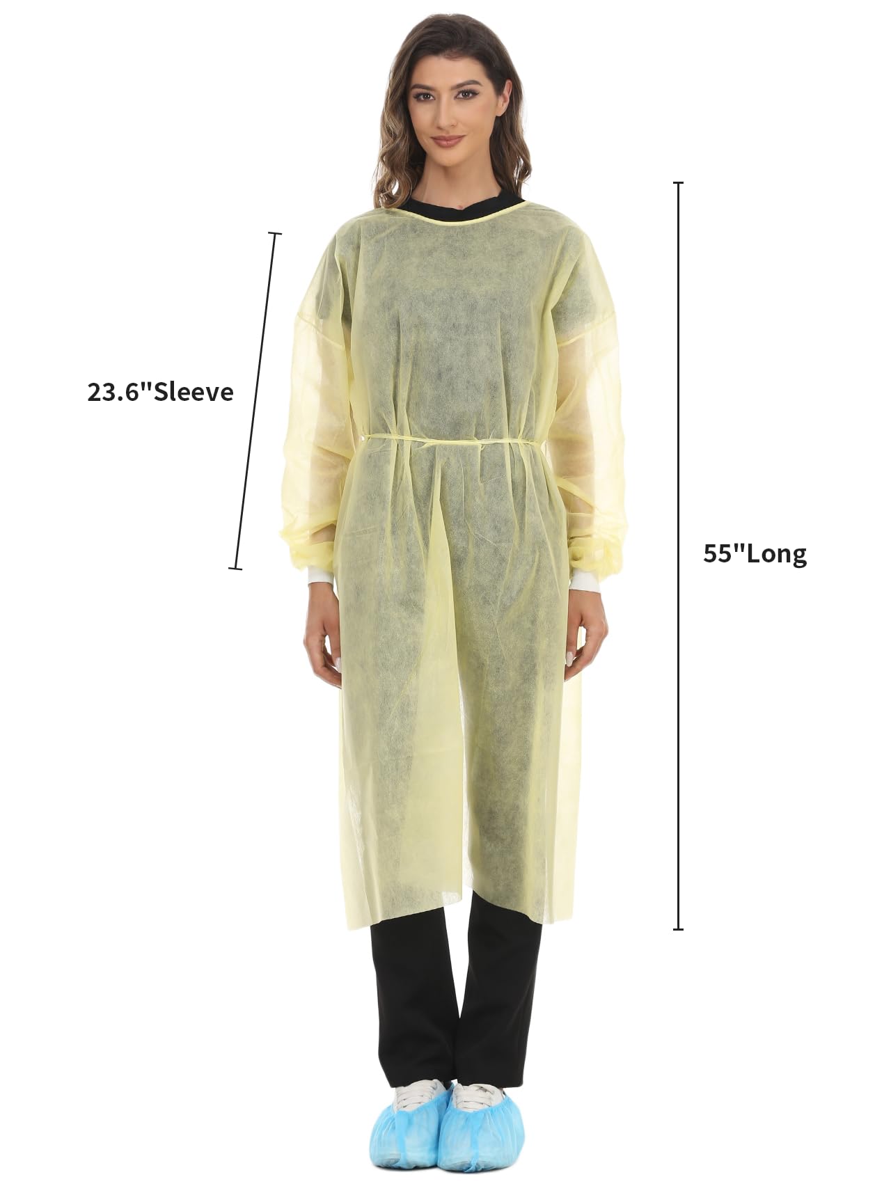Disposable Isolation Gown - Polypropylene Medical Gowns with Elastic Knit Cuff & Long Sleeves - Waterproof PPE for Hospitals, Clinics & Home Care (50-Pack) - Ideal for Healthcare Workers, Nursing Homes & Pandemic Protection