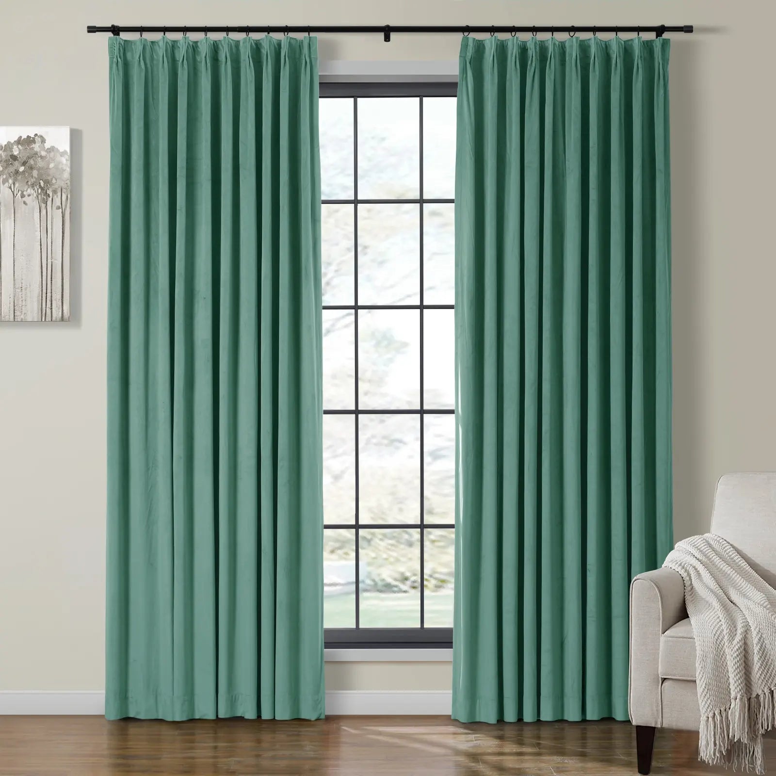 Birkin Velvet Curtain Pleated - Luxurious Blackout Drapes for Living Room & Bedroom - Elegant Window Treatment for Home Decor