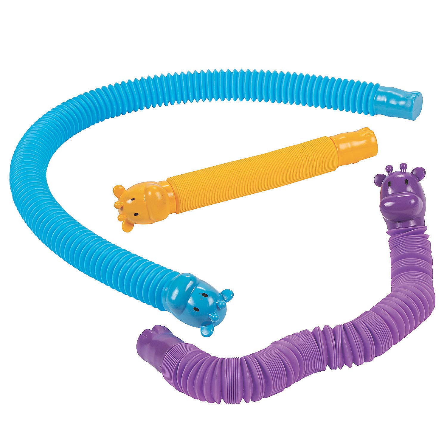 Fun Express Giraffe Expanding Tube Toy - 12 Pack Stretchy Sensory Toys for Kids - Perfect for Birthday Parties, Classroom Rewards & Stress Relief