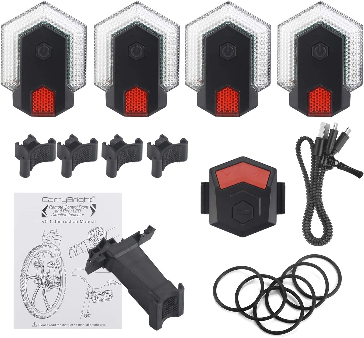 USB Rechargeable Bike Tail Light with Turn Signals & Wireless Remote - Waterproof LED Bicycle Front/Rear Safety Lights for Night Cycling, Commuting & Road Safety
