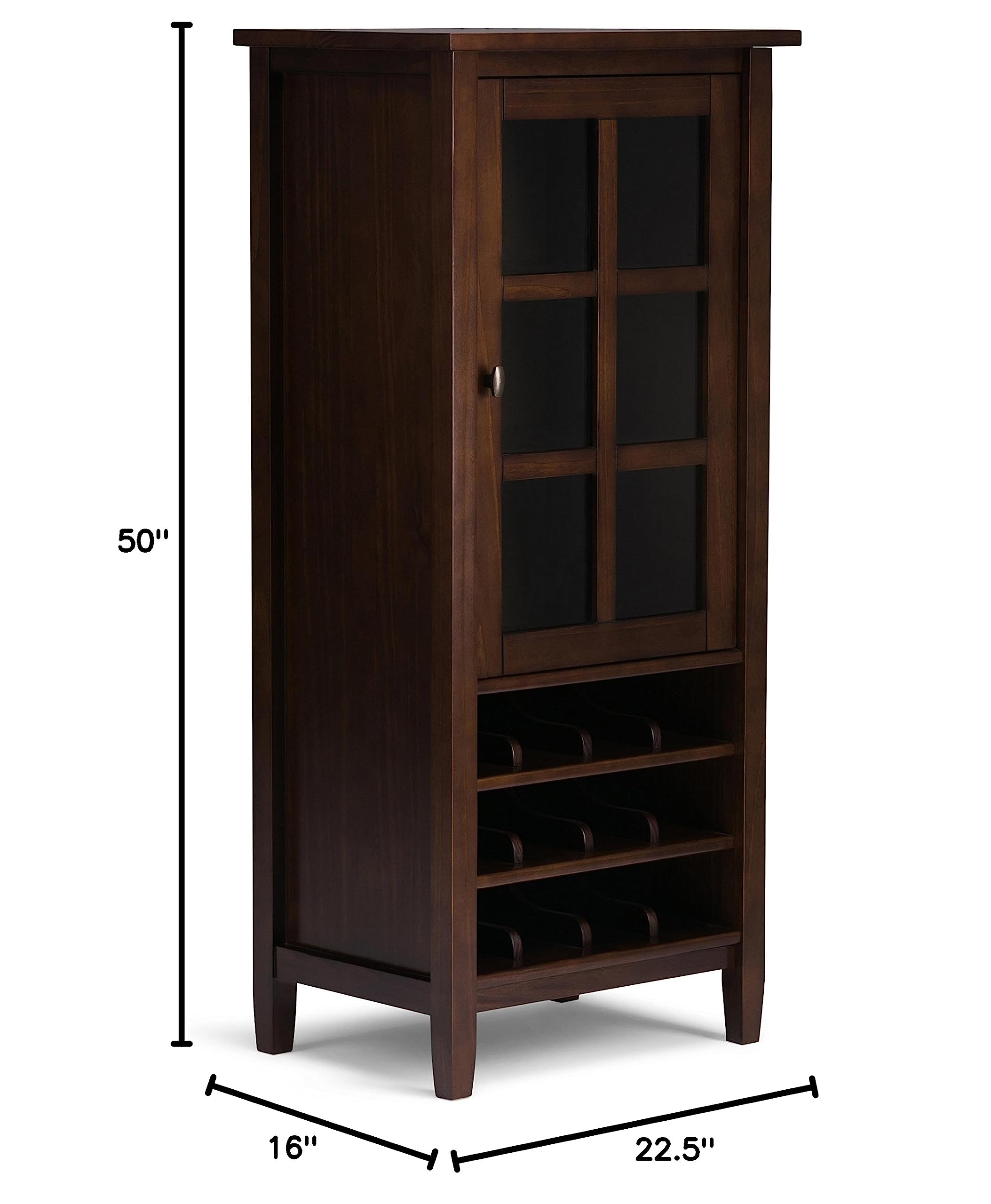 SIMPLIHOME 23 Inch Solid Wood Transitional Wine Rack - High Capacity Storage in Warm Tobacco Brown | Perfect for Living Room, Dining Room & Kitchen Decor | Ideal for Wine Bottle Organization & Stylish Home Display