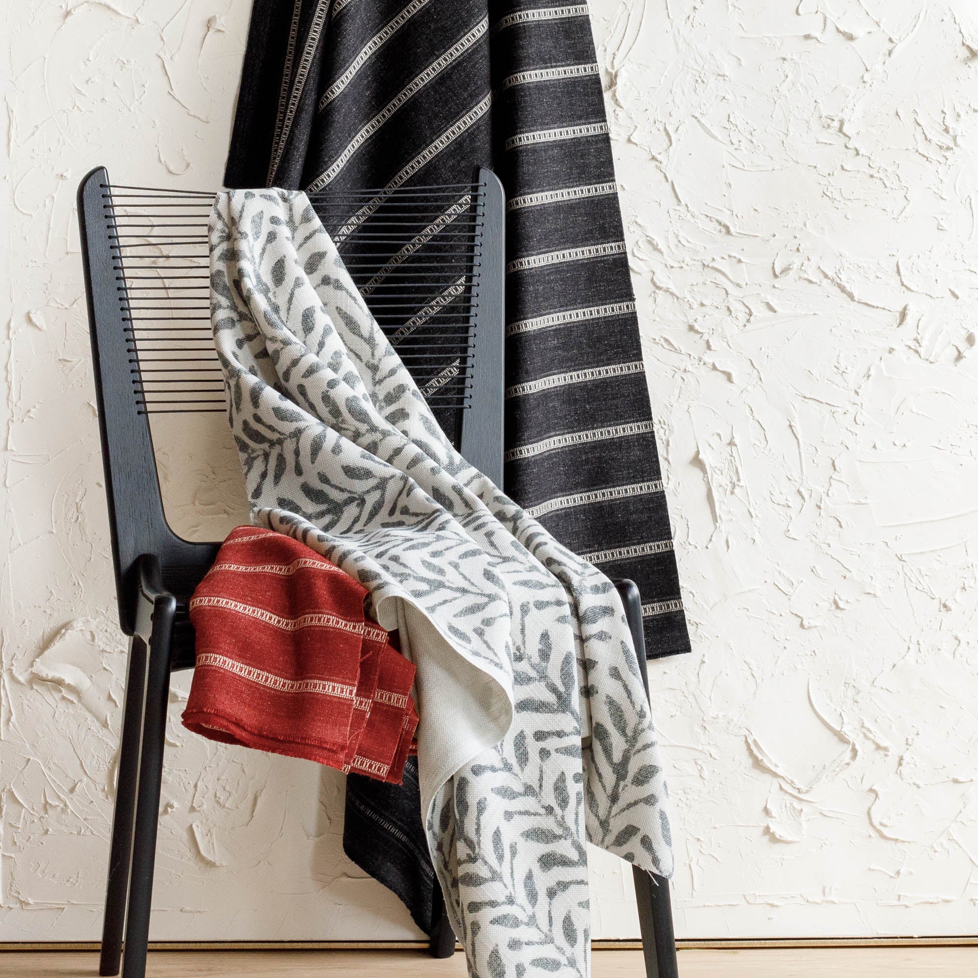 Brunswick Stripe Fabric - Premium Onyx Black Upholstery Material for Sofa, Chair & Home Decor | Perfect for Living Room, Bedroom & Office Furniture