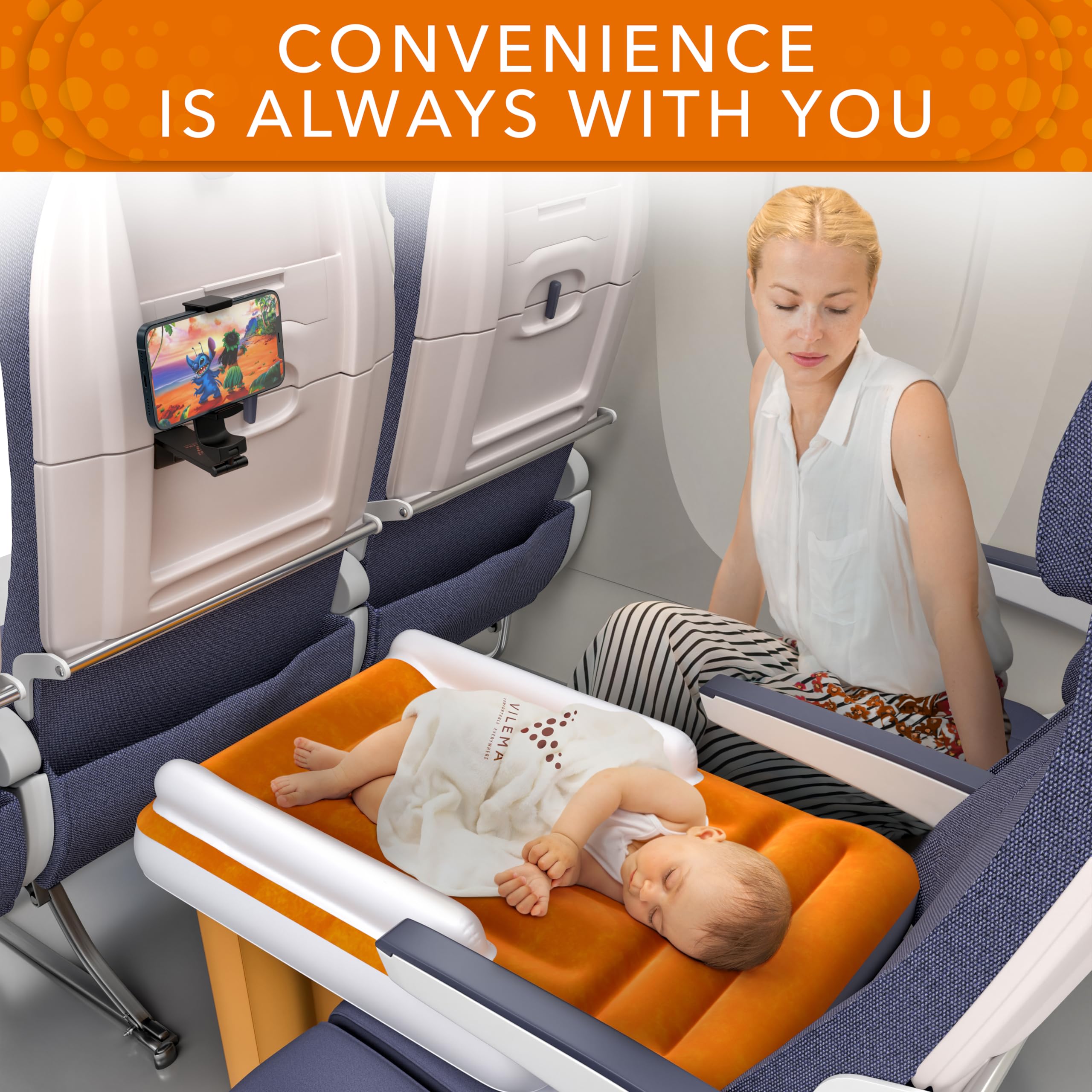 Inflatable Airplane Bed for Toddlers with Blanket & Phone Holder - Perfect for Travel & Play