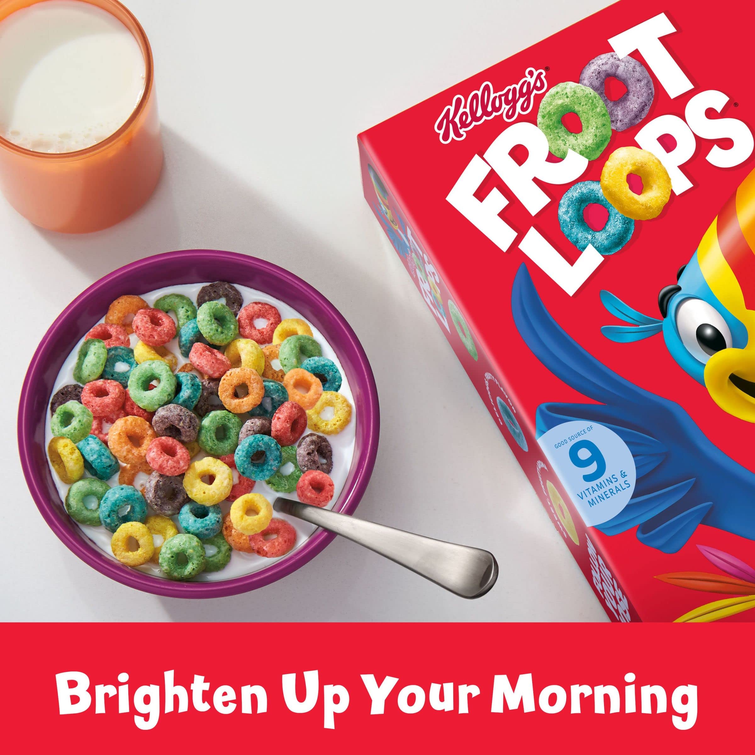 Kellogg's Froot Loops Breakfast Cereal - Fruit Flavored Vitamin C Cereal, 10.1oz Box | Great for Kids' Breakfast, School Snacks & Family Morning Meals