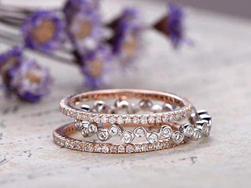 1.50 Carat 3-Piece Wedding Ring Set - 18k Gold Plated Stackable Bridal Band for Engagement, Anniversary & Everyday Wear