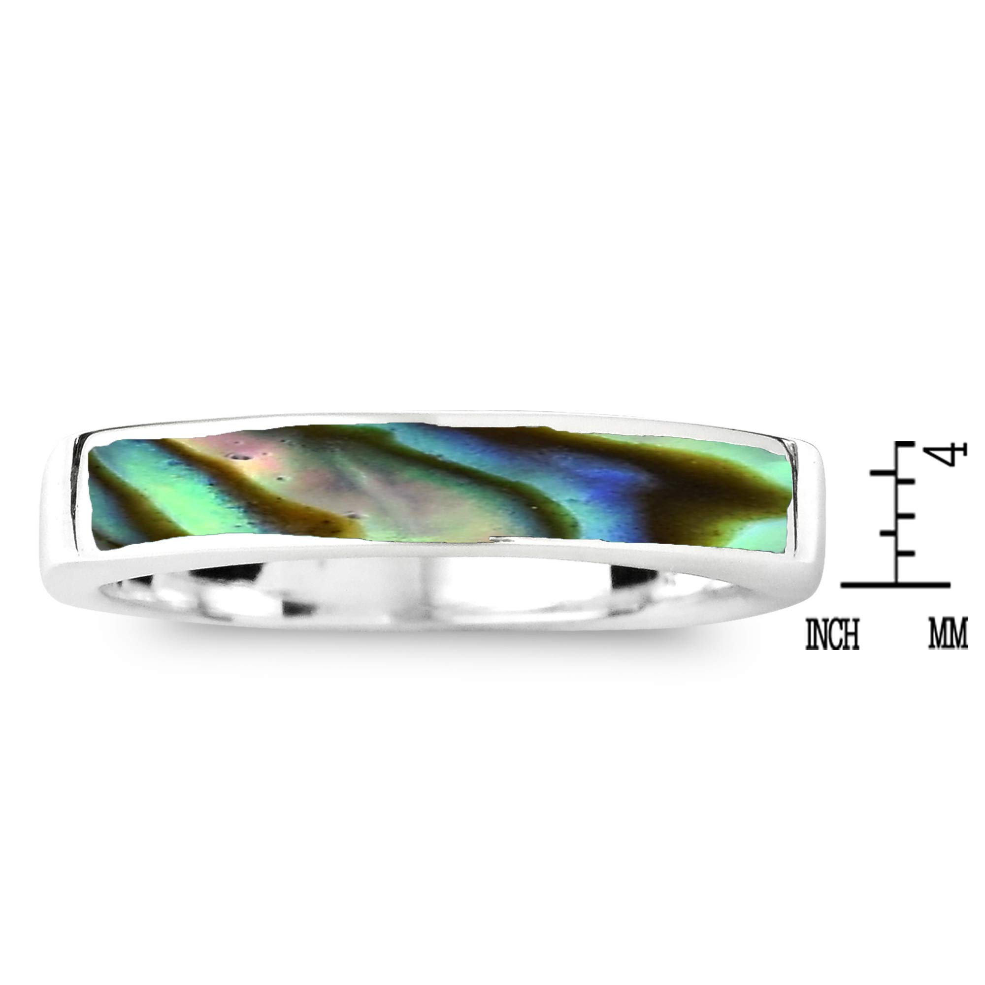 AeraVida .925 Sterling Silver Ring with Rectangular Bar Abalone Shell Inlay - Classic Wedding Band for Women, Comfort Fit Casual Jewelry, Perfect Gift for Daughter, Mother, Wife (Sizes 5-10) | Ideal for Everyday Wear, Special Occasions & Anniversary Gifts