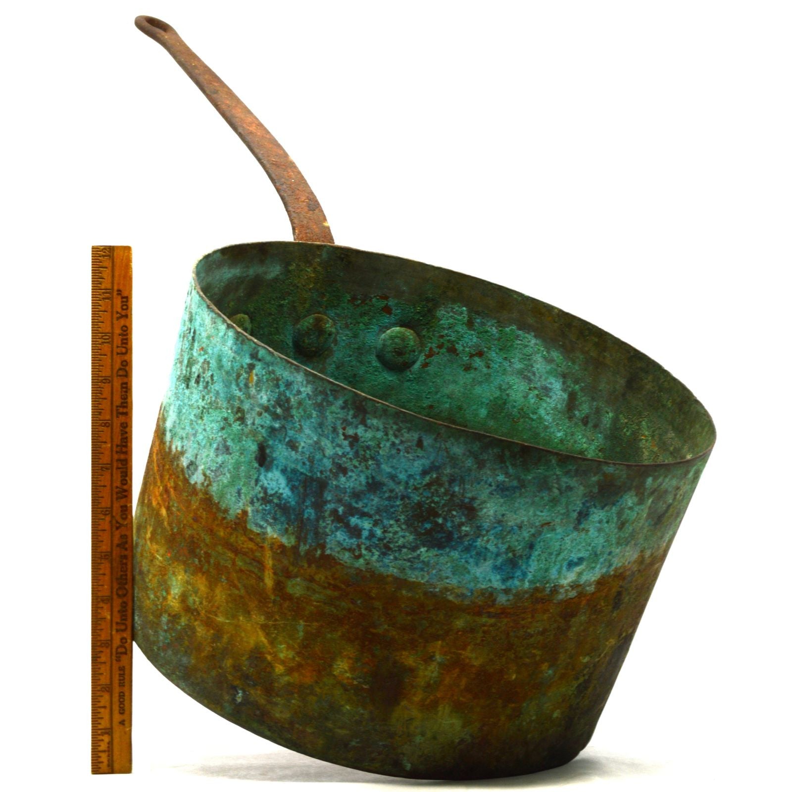 Antique Large 4 Gallon (17 Quart) Copper Pot with Cast Iron Handle - Vintage Kitchen Decor for Rustic Cooking & Farmhouse Display