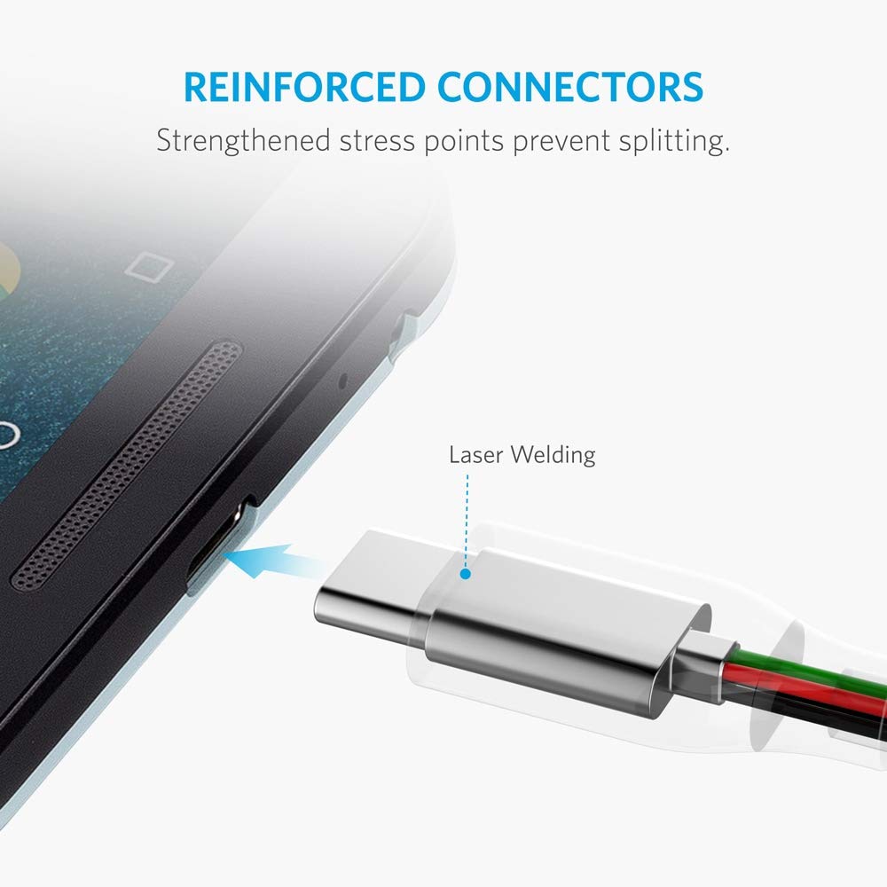 Anker Powerline+ USB C to USB 3.0 Cable (6ft) - High Speed Charging & Data Sync Cable - Durable Nylon Braided USB Type C Cable for Samsung Galaxy S10/S9/S8, Note 8, LG V20/G6, Sony XZ, HTC 10, Xiaomi 5 - Perfect for Home, Office & Travel Charging