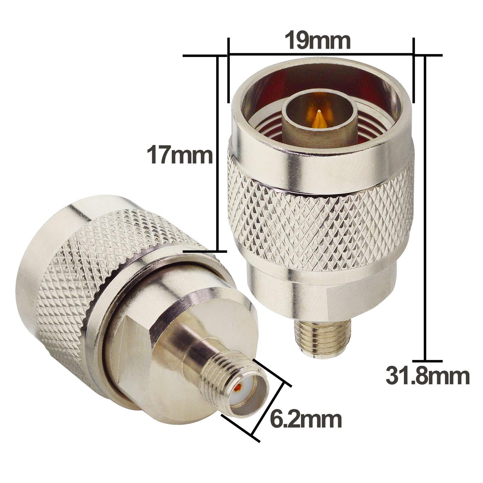 2 Pack SMA Female to N Male RF Coaxial Adapter Connector - High Frequency Coax Cable Adapter for Ham Radio, Antenna, CCTV, WiFi & Networking Equipment