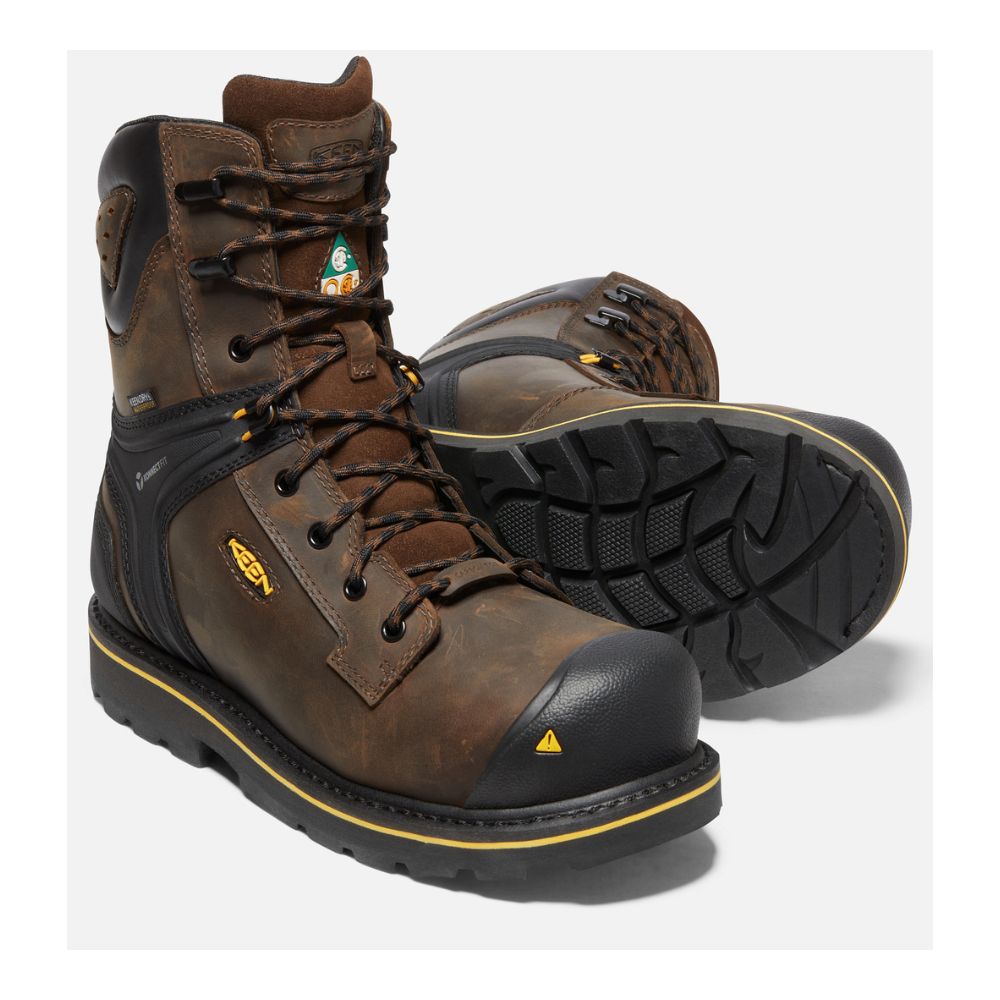 Keen Abitibi II Men's 8 Waterproof Composite Toe Work Boots - Brown Safety Shoes for Construction & Outdoor Work | Durable Non-Slip Work Boots for Hiking, Landscaping & Heavy Duty Jobs