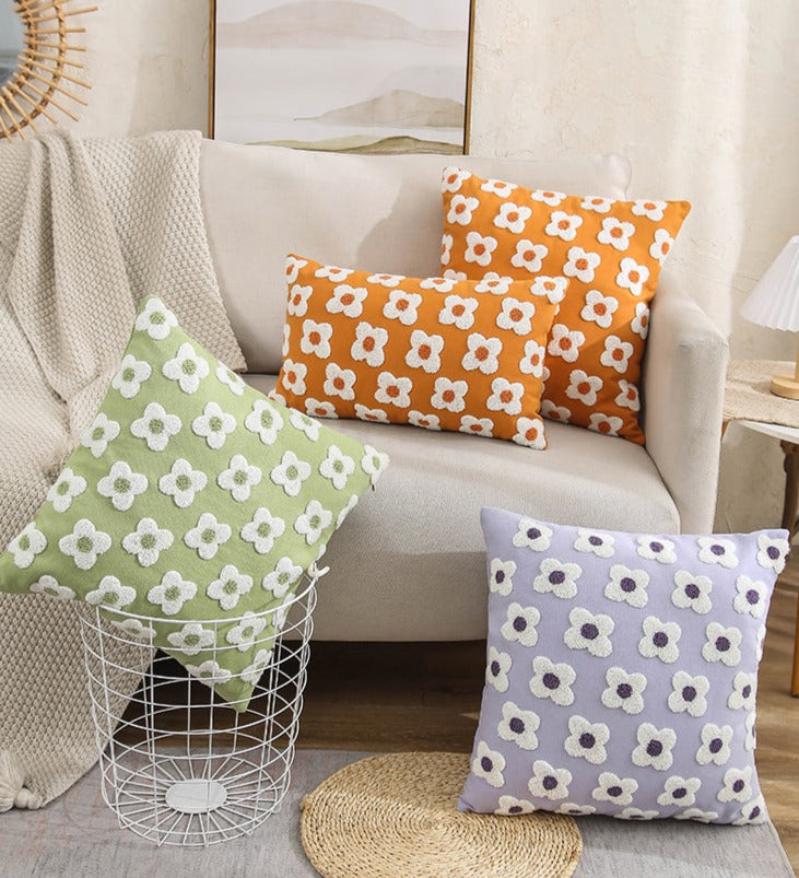 Daisy Embroidered Lumbar Pillow Cover - Bohemian Home Decor for Sofa, Bed & Nursery - Perfect for Living Room, Bedroom & Nursery Decor